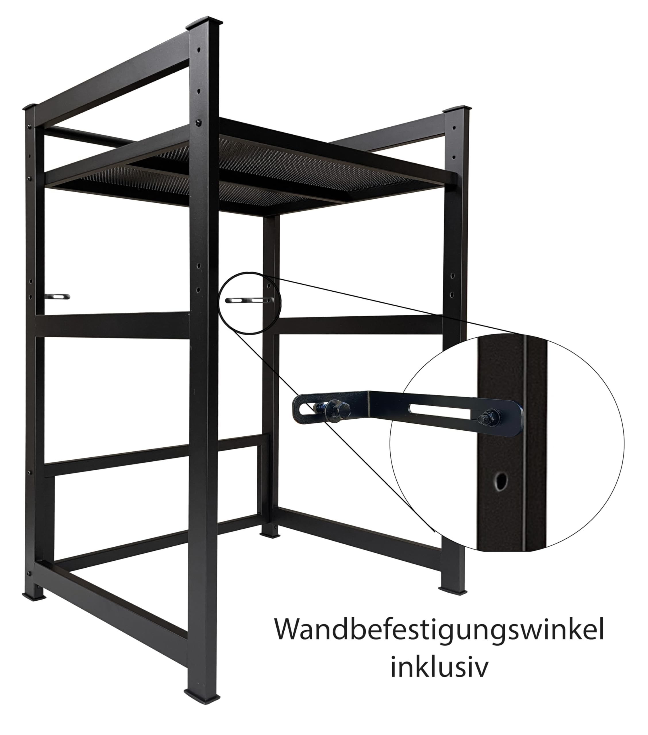 QUICK STAR Scaffale per lavatrice 74x65x111cm nero | Struttura porta lavatrice e asciugatrice sovrapposte | Scaffale bagno armadietto lavatrice cantina