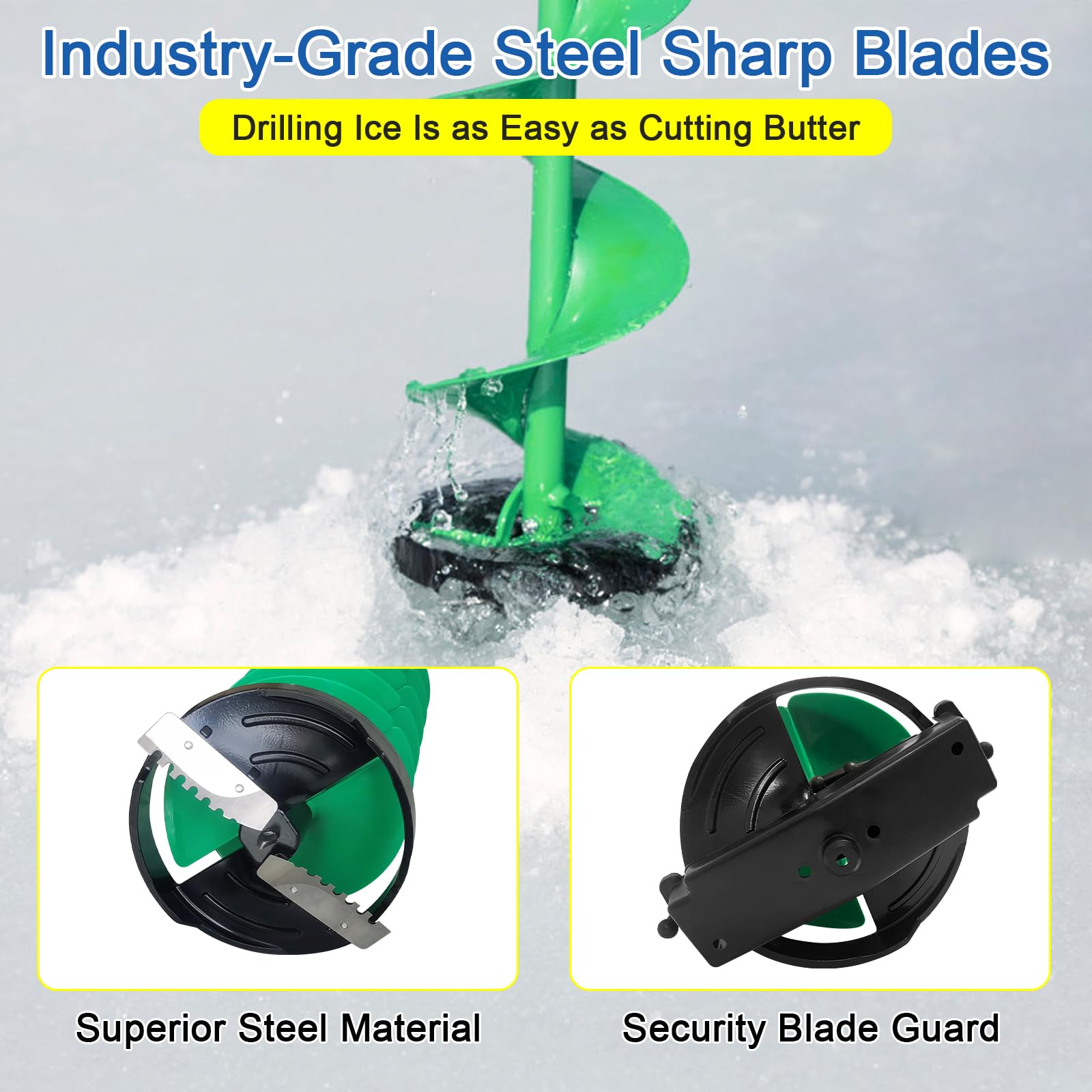 Inch Ice Auger VEVOR Ice Drill Auger, 8'' Diameter 39'' Length