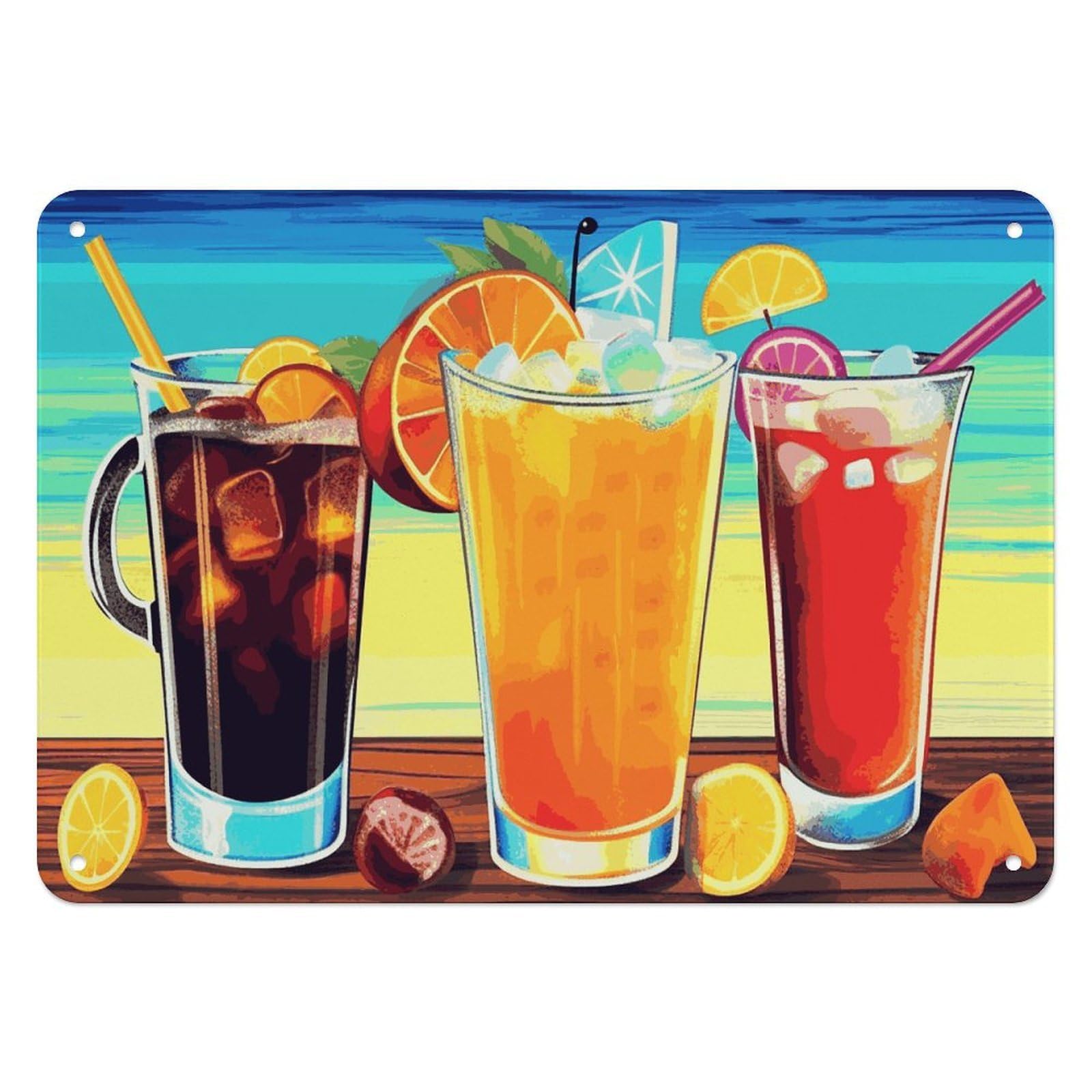 Btcowzrv Style Happy Hour Metal Sign, 5.5" X 7.9" Tin Wall Decor, Wall Art Plaques For Home Wedding Decor Room Living Room Decoration