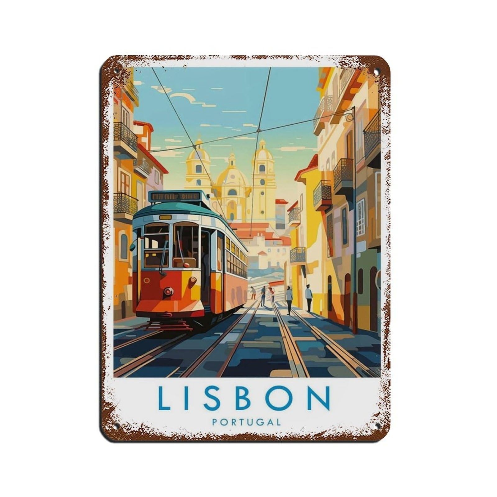 Lisbon Travel Poster, Portugal（4） Tin Sign Vintage Metal Pub Club Cafe Bar Home Wall Art Decoration Poster Retro 12x16inch(30x40cm)