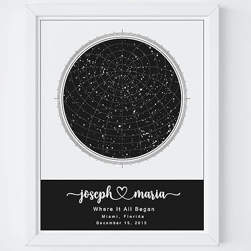 Miniatura 6 de Personalized Star Map With Specific Dates & Place - Custom Constellation Map Print, Unframed - Special Occasion Star Chart Wall Art - Great
