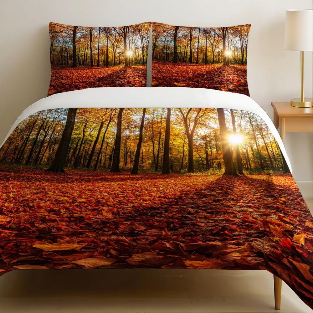 Housse de couette en microfibre 200x200 finition forêt 3D premium