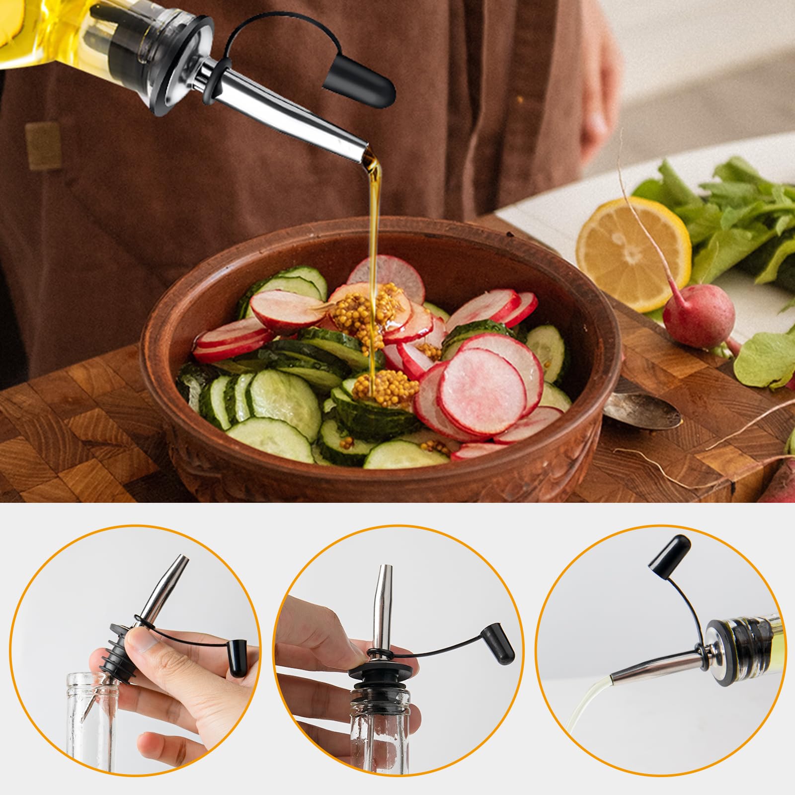 Bottle Pourers 12 Pack Liquor Conical Pourers Stainless Steel Classic Bottle Speed Pourer with Cover Free Flow Pourer for Wine Liquor Olive Oil Coffee Syrup
