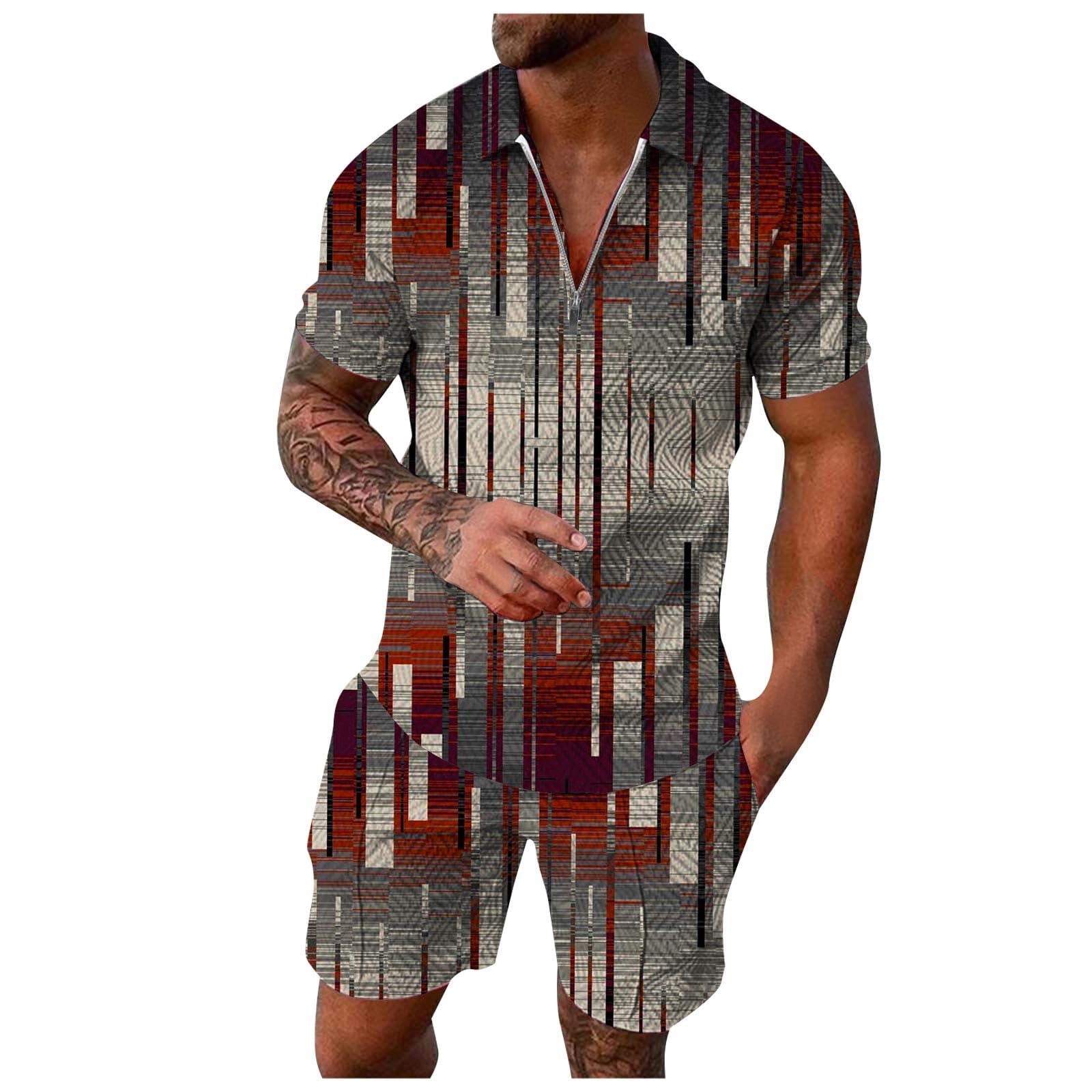 Mens Short Sets 2 Piece Outfits Matching Polo Shirts and Shorts Set Tracksuits