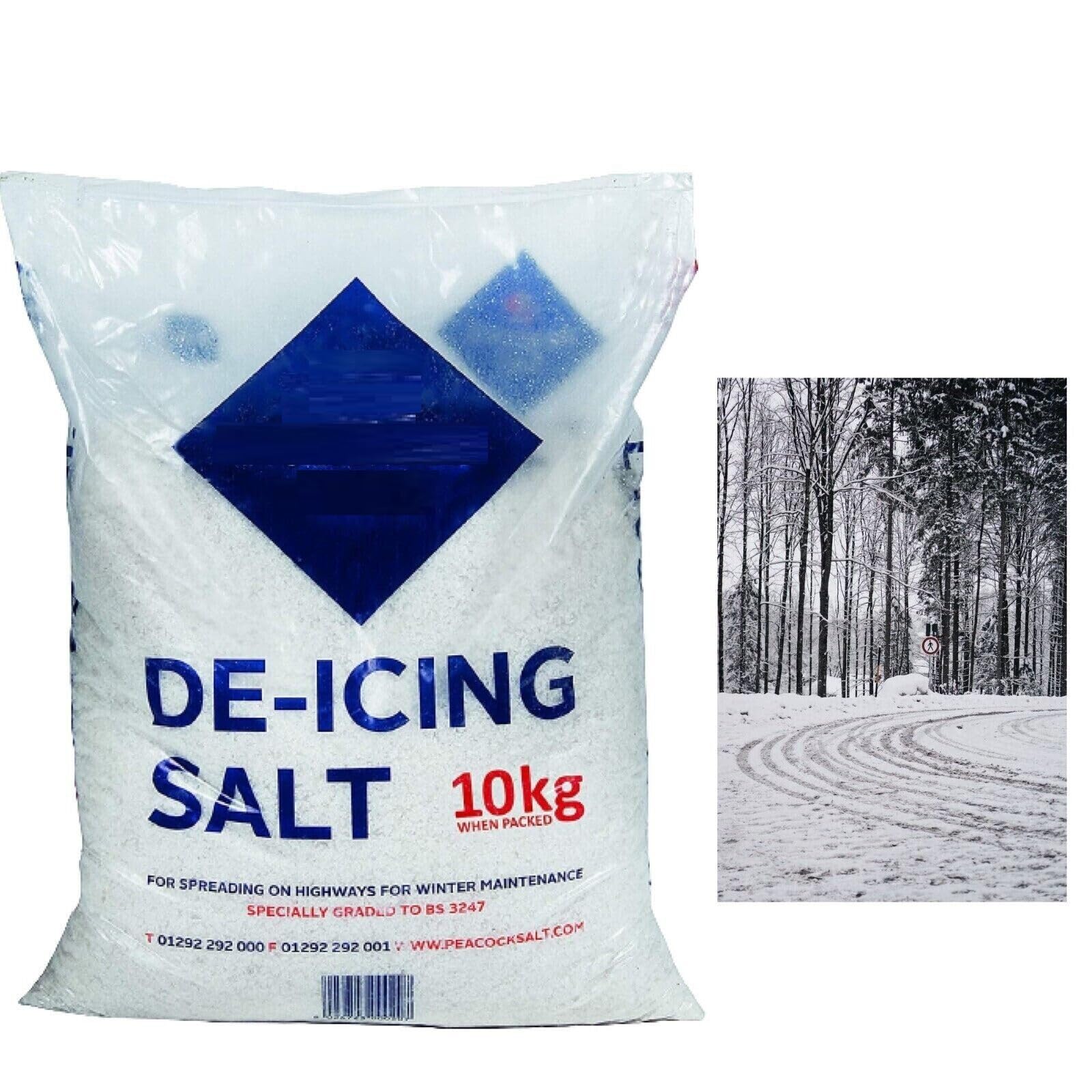 Lizaa White Premium Quality 10Kg Bag Of De-Icing Grit Salt For Clearing Roads, Paths, Driveways, And Garden Areas - Melts Unwanted Snow With Salt Deicer