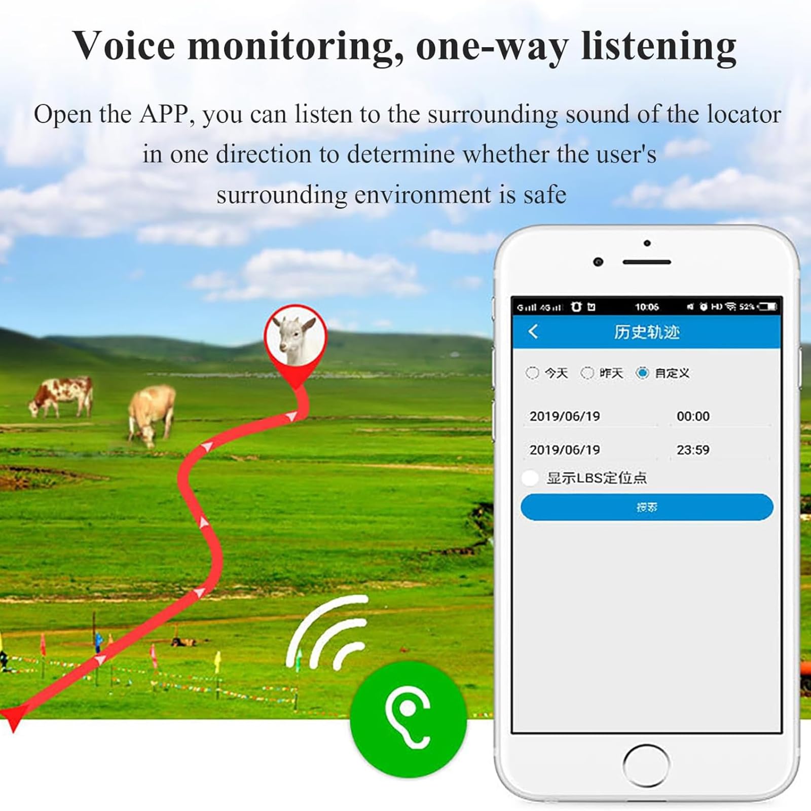 Rastreador Animales GPS, Dispositivo Antipérdida GPS Solar para Ganado,Ovejas Y Caballos,Capacidad 9000 MAh, 5Posiciones Y 5 Alarma,Monitoreo Voz,Consulta Multiplataforma,Alcance Ilimitado