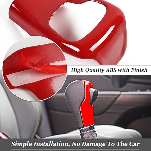 Vista 6 de JeCar Pomo de palanca de cambios de coche, accesorios interiores para Jeep Cherokee 2014-2018 (rojo)