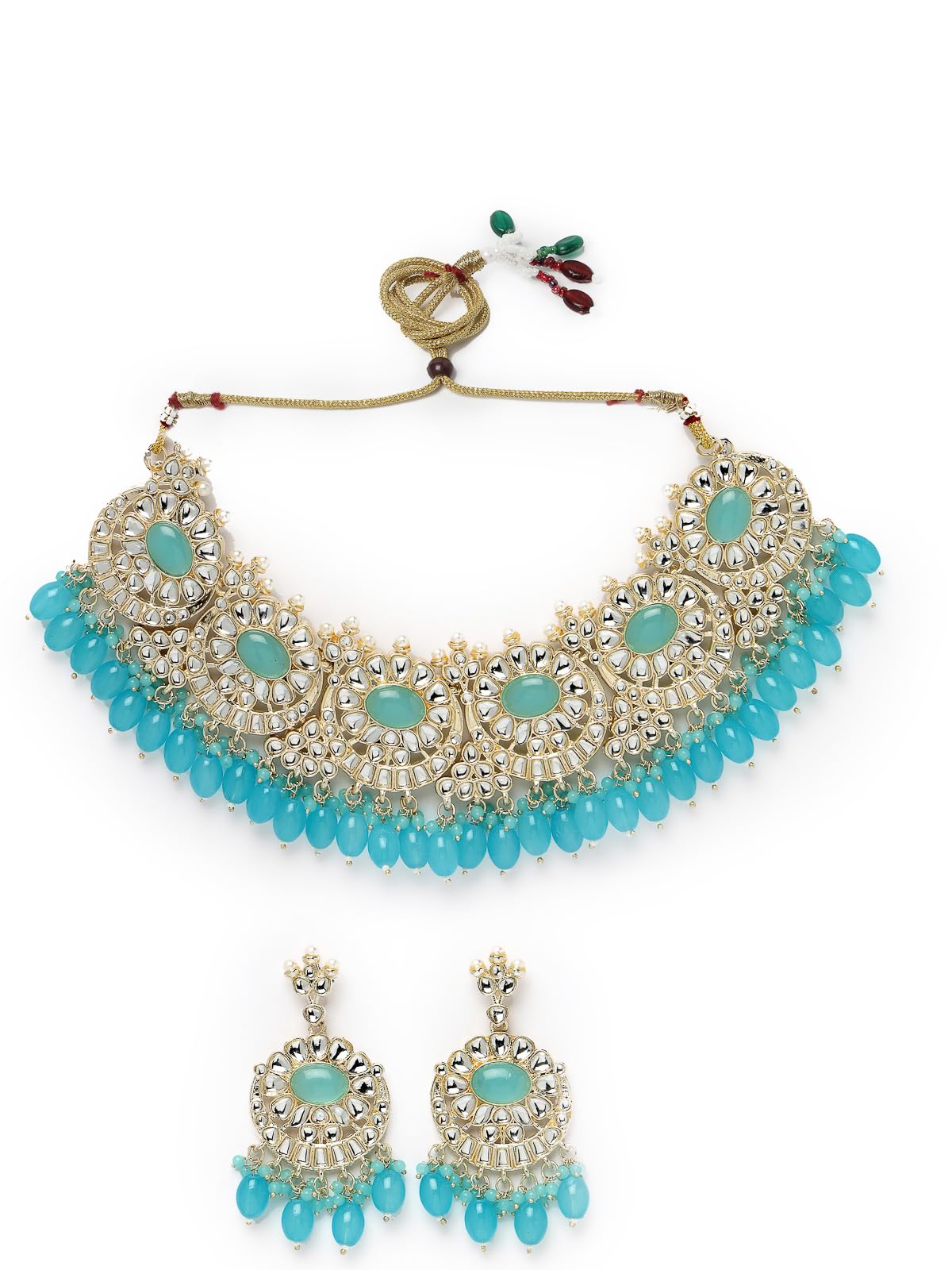 Studio Sukkhi Most Beautiful Gold Plated Kundan Studded Aqua Blue Collar Bone Necklace Set With Dangler Earrings | Jewellery Set For Women And Girls (NS105830) (B0CPLY7NCR) Amazon Price History, Amazon Price Tracker