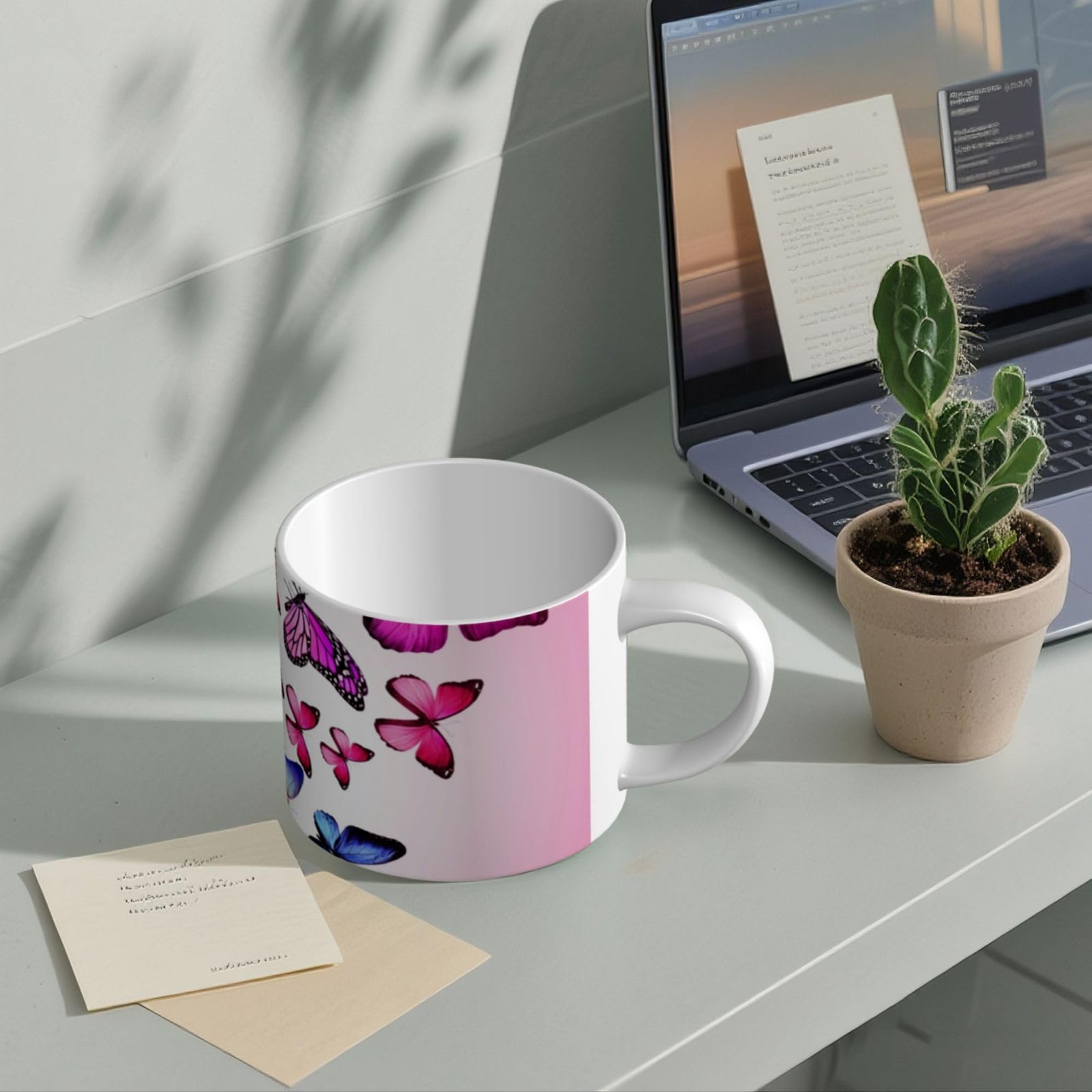 Kolorowe kubki ceramiczne z nadrukiem motyla o dużej pojemności filiżanka do kawy