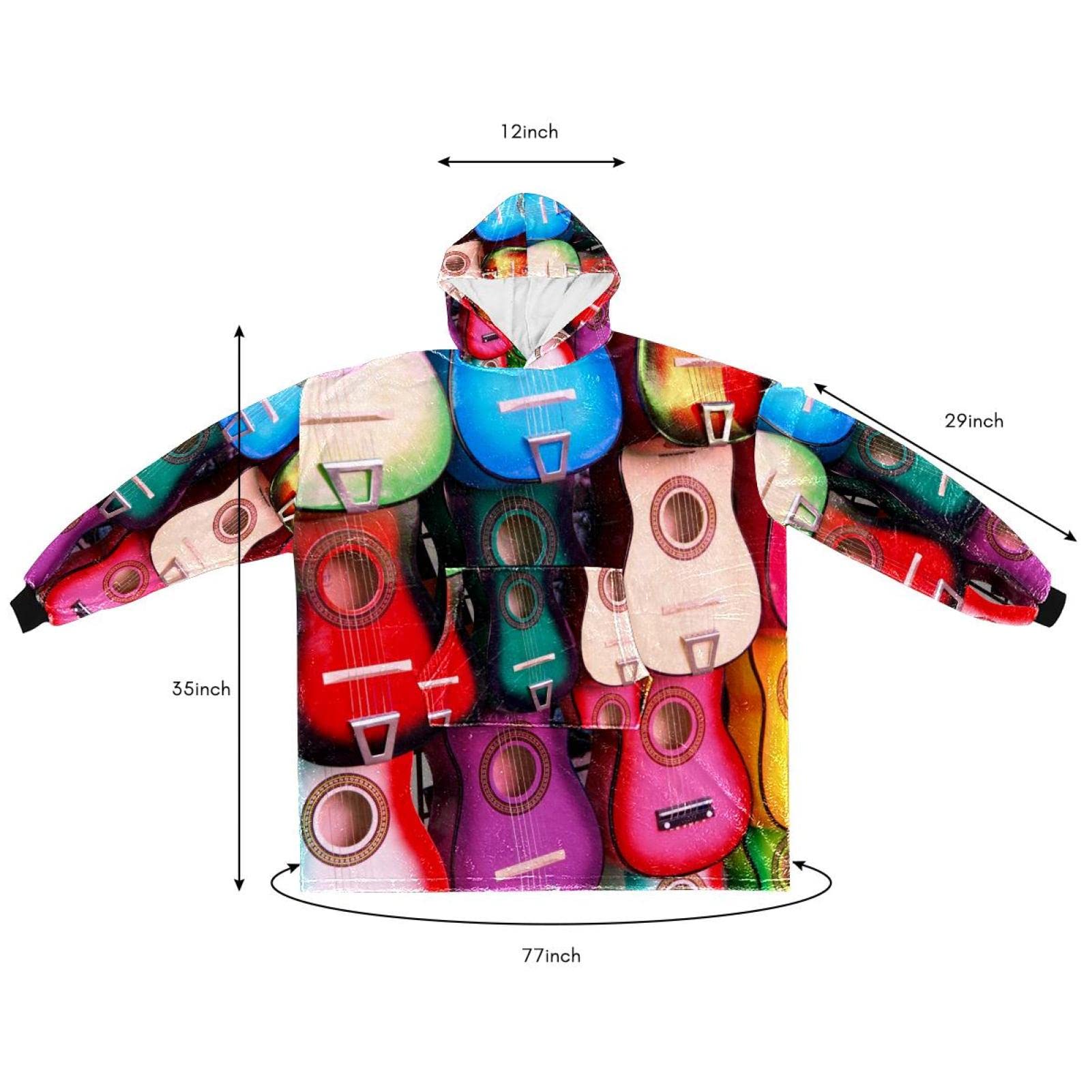 Bluza z kapturem do noszenia, ponadwymiarowa bluza z kapturem, gitara muzyczna dla dzieci, wielobarwny, rozmiar uniwersalny