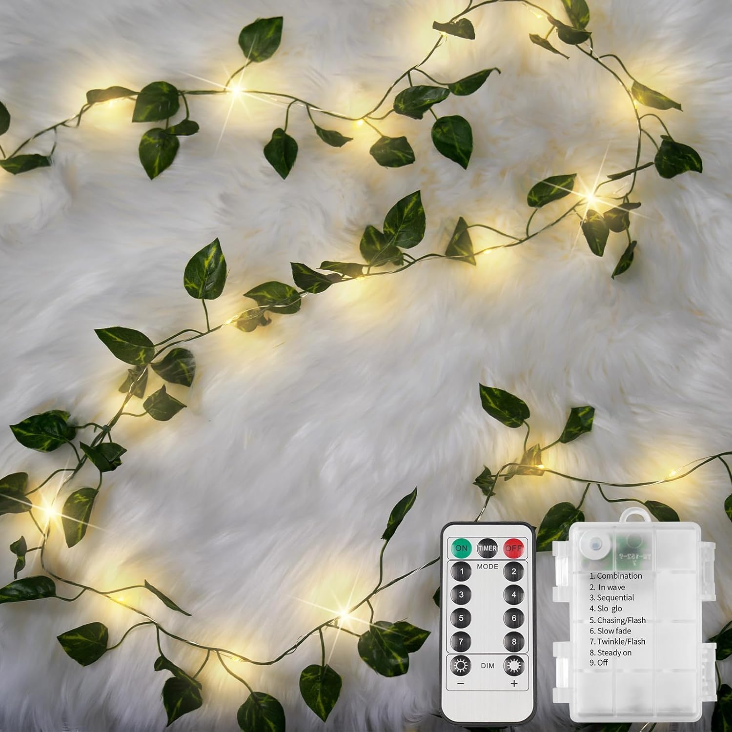 suddus Vine with Fairy Lights Battery Operated, 33ft100 LED Pothos String Lights with Remote, Leaf Lights for Bedroom, Room, Wall, Garden, Party, Wedding Decor(Warm White) suddus Vine with Fairy Lights Battery Operated, 33ft100 LED Pothos String Lights with Remote, Leaf Lights for Bedroom, Room, Wall, Garden, Party, Wedding Decor(Warm White)