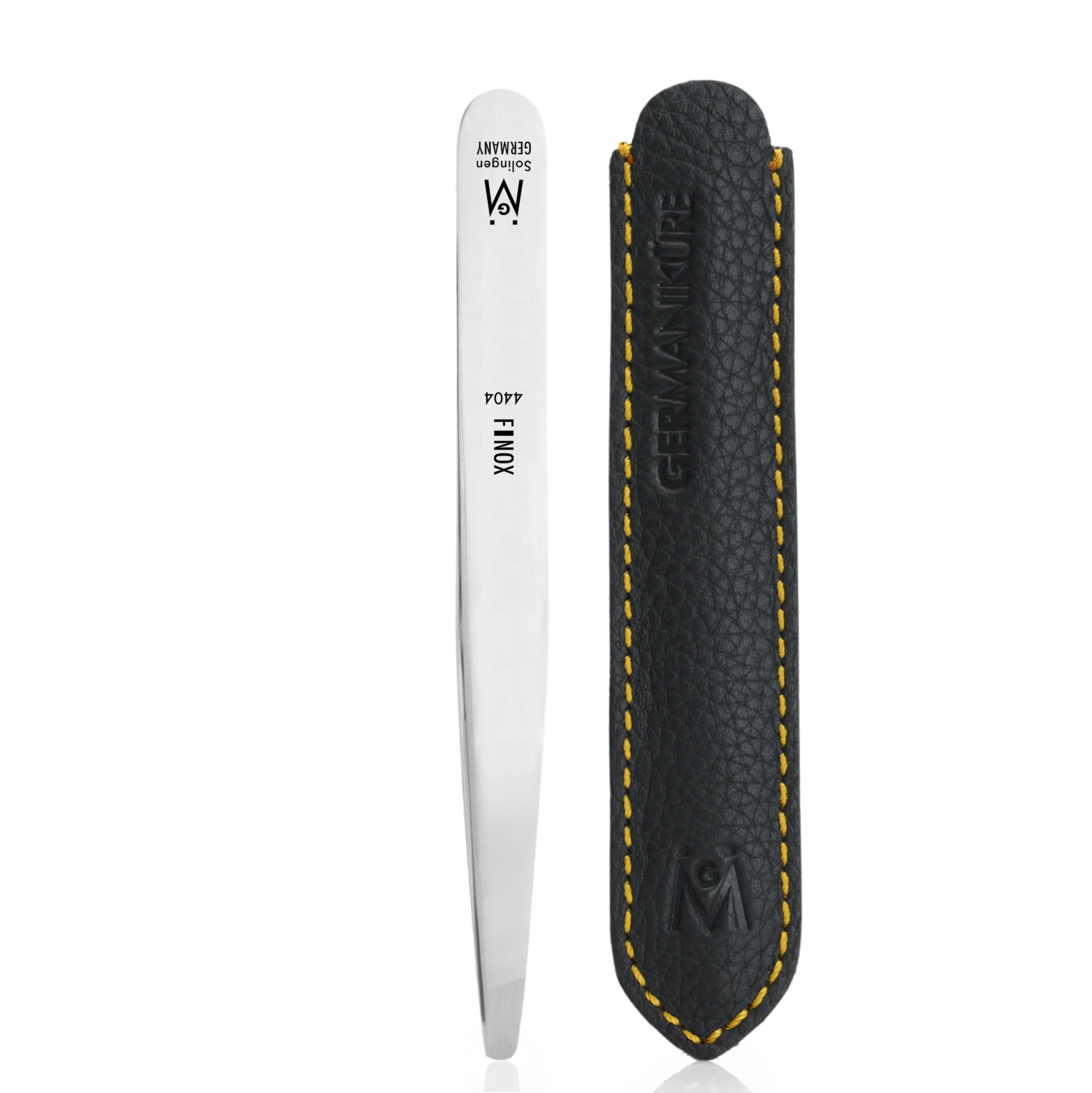 Diabetic Rounded Tweezers in Leather FINOX Surgical Stainless Steel Safety Round Tip Facial Hair Remover Eyebrow Plucking Tweezer German GERmanikure, 4404