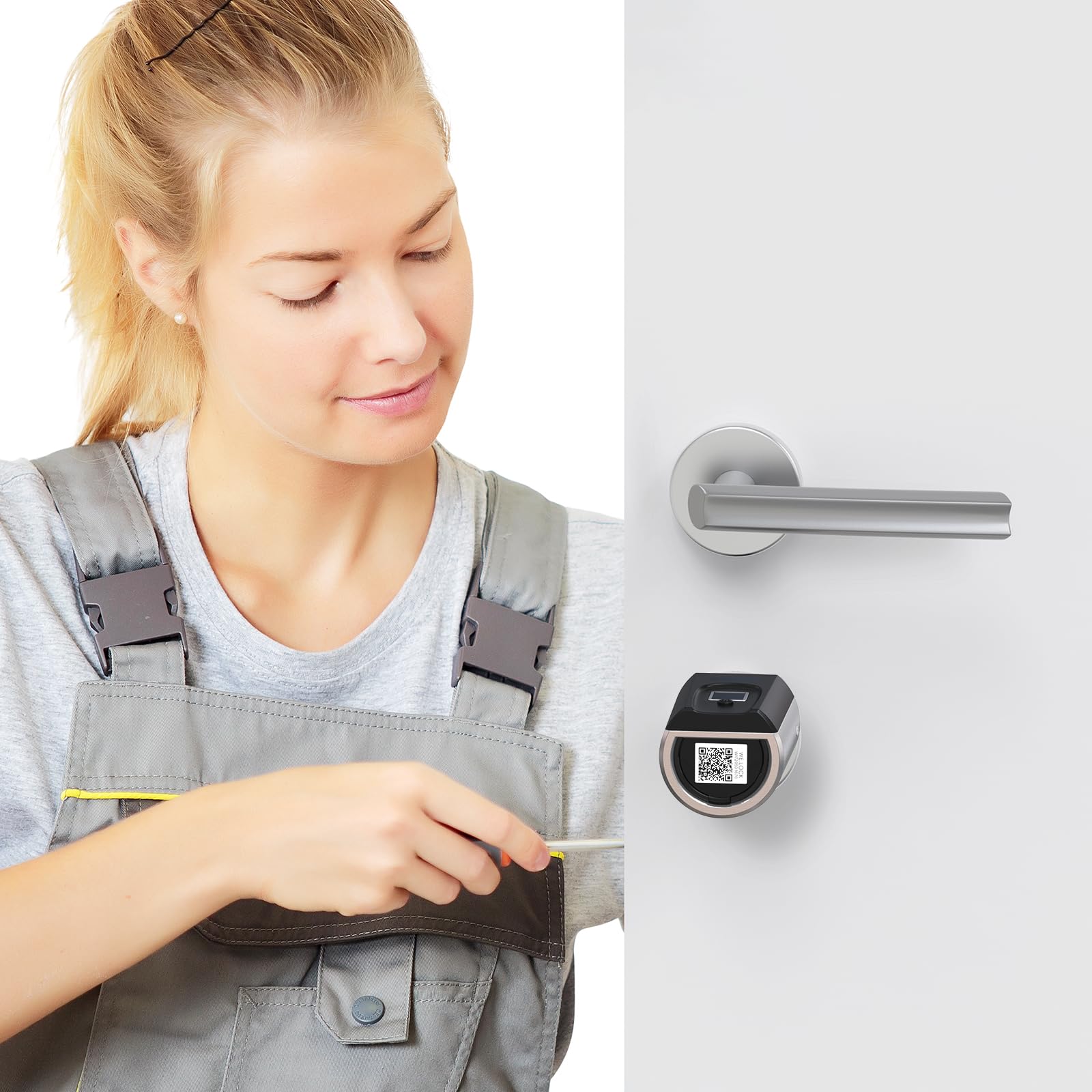 WELOCK SECBN51-WiFiBox3 Serrure Connectée,serrure biometrique | Carte RFID,WiFi,APP,serrure empreinte digitale,cylindre connecté porte entree accès sans clé,Smart Lock facile à Installer