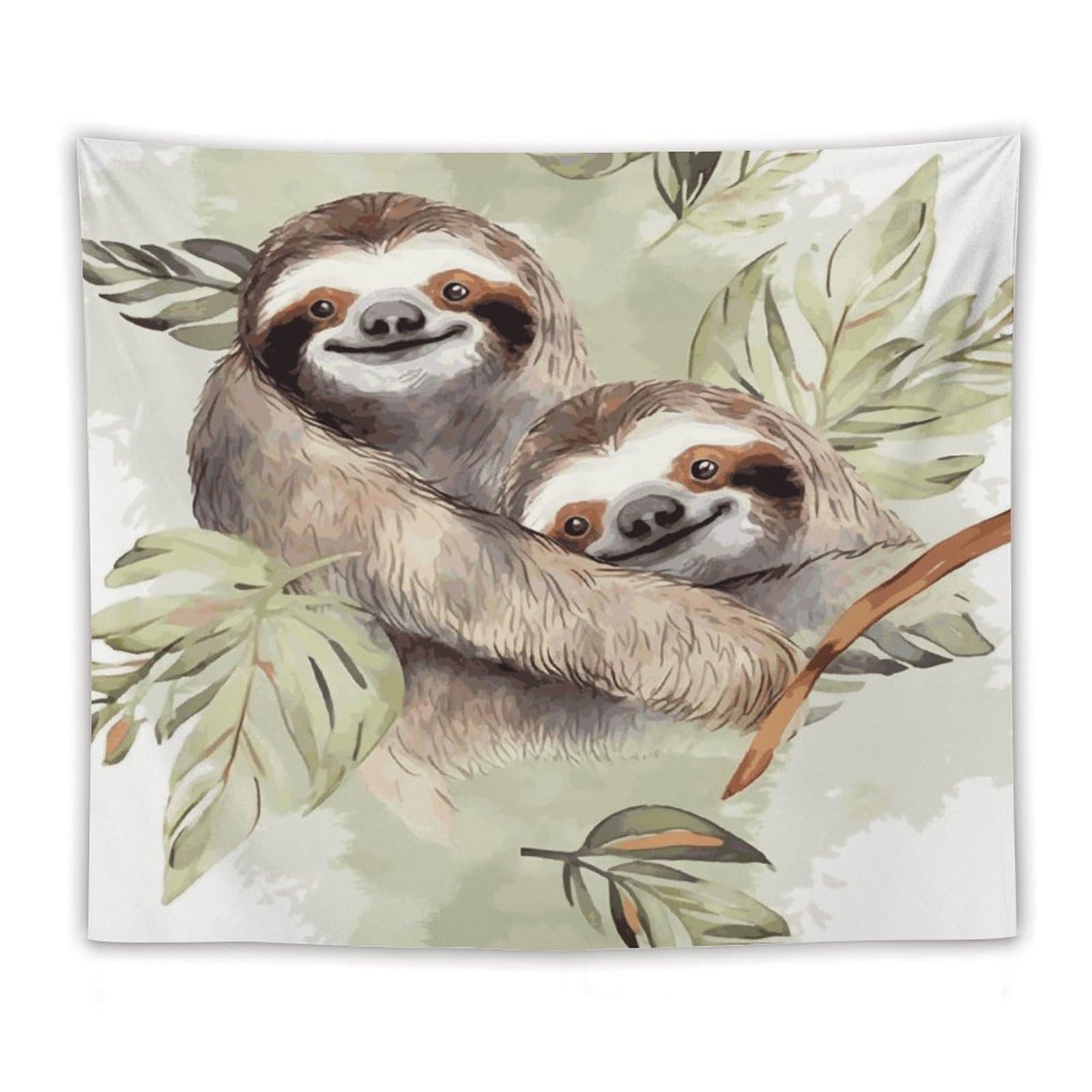 LDGSUPH Watercolor Sloth Tapestry Wall Hanging Decor Anti-fading Aesthetic Wall Tapestries Fashion Wall Blanket Decor Modern Wall Art Tapestry for Bedroom Home Decor 50"x60"
