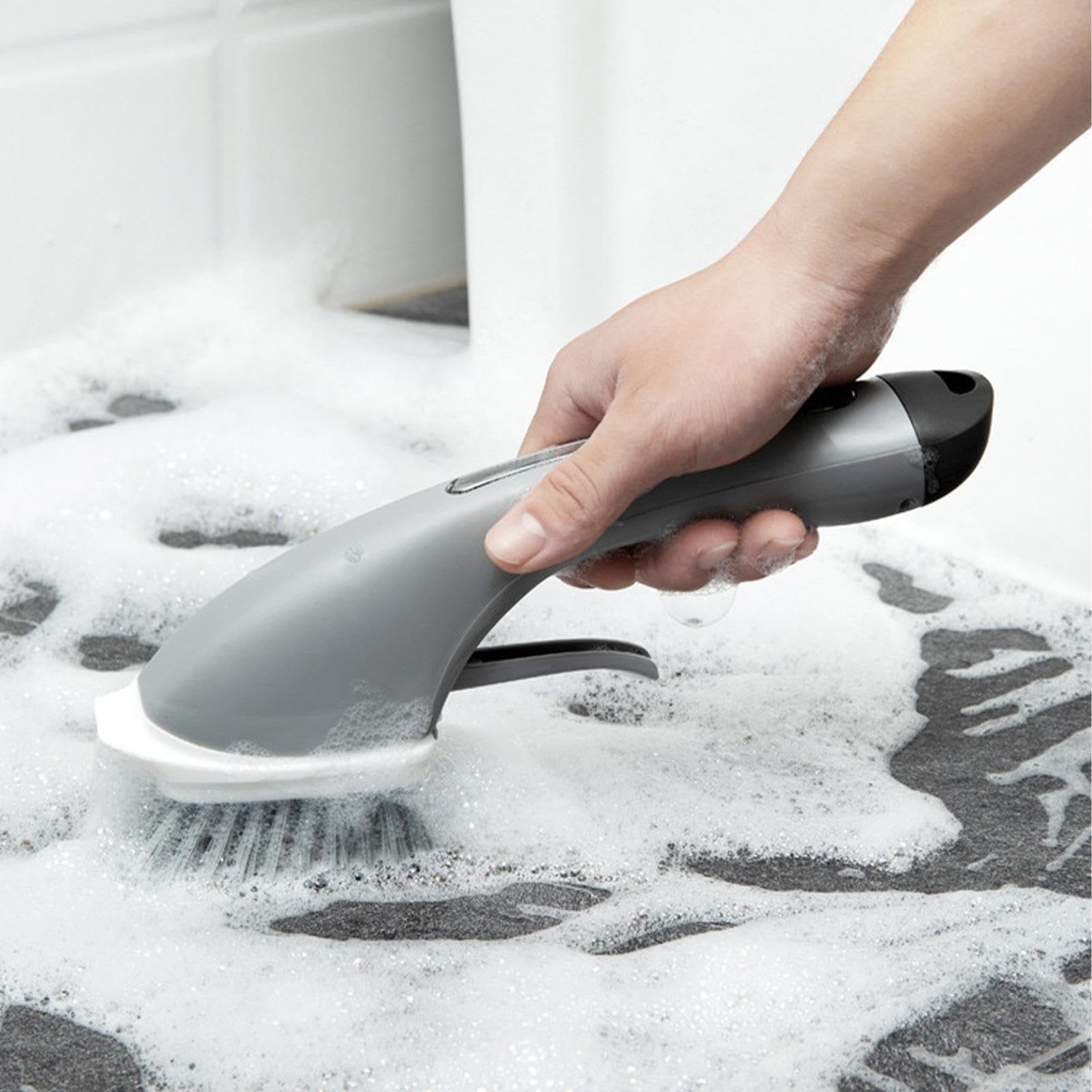 Cepillo for rincones, Cepillo for Fregar, Cepillo for Platos de Cocina, cepillos de Cocina for Platos, dispensador de jabón, fregador, Cepillo automático for Platos - Agregar detergente(Gray)