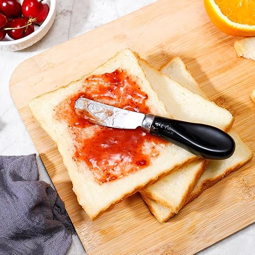 Miniatura 19 de AISBUGUR Paquete de 2 cuchillos esparcidores de mantequilla de acero inoxidable, cuchillo de mantequilla con mango de porcelana blanca, cuchillos