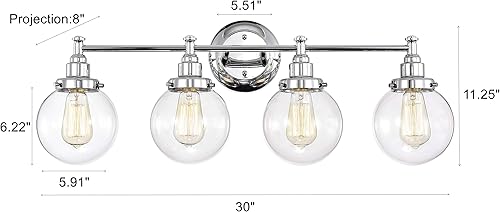 Miniatura 11 de Chloe Lighting Lighting Milo - Accesorio de tocador de baño cromado de 4 luces, 30 pulgadas de ancho