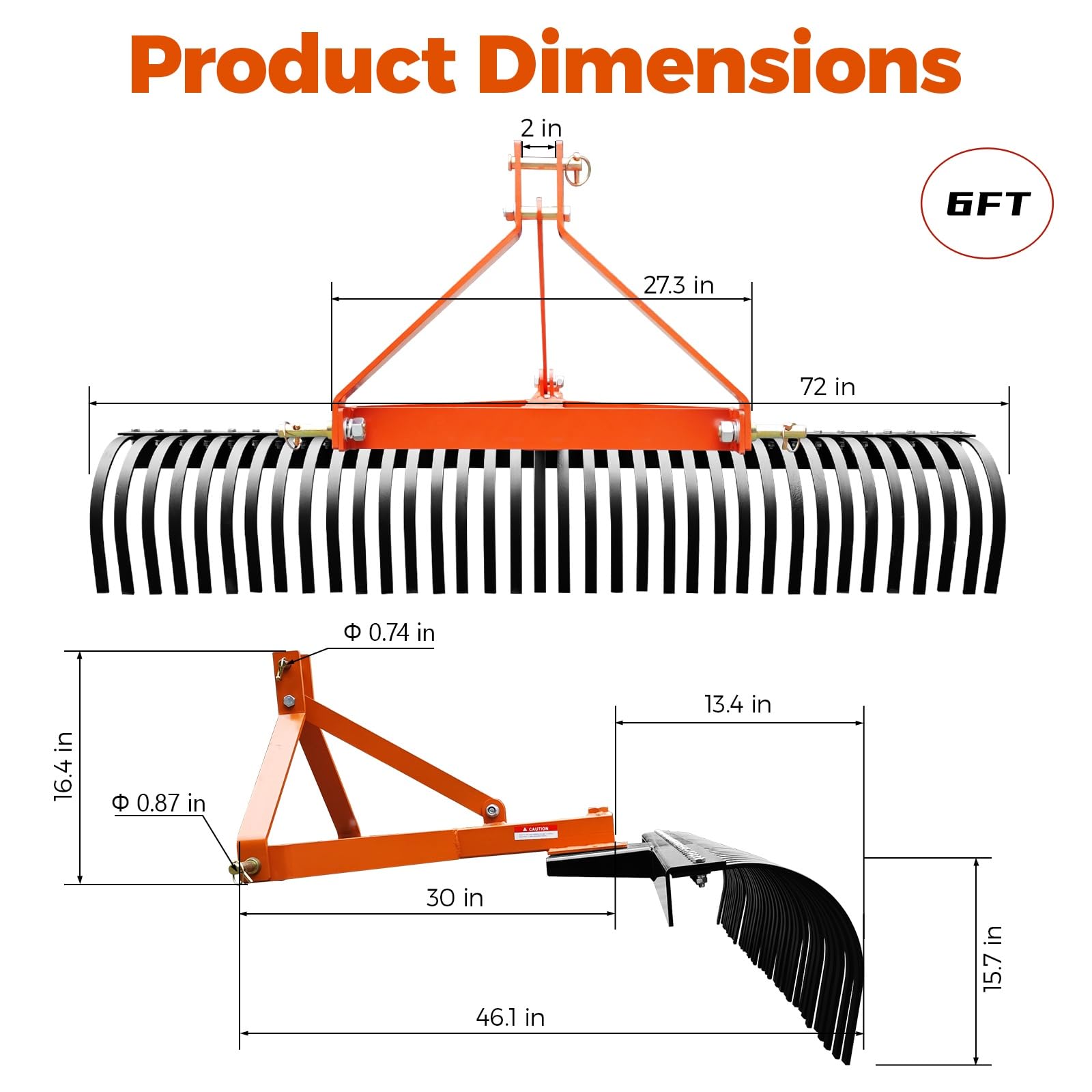 Snapklik.com : 5FT Landscape Rake For Tractor,3-Point Lawn Dethatcher ...