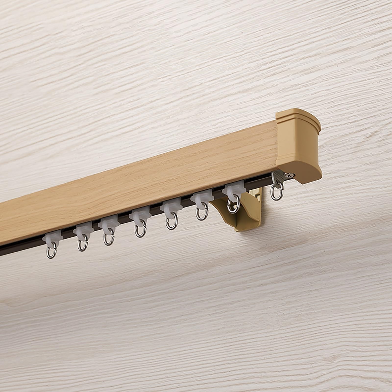 Rail mural silencieux en alliage d'aluminium imitation bois 3 m Système coulissant droit pour tringle à rideaux simple/double Idéal pour décoration d'intérieur