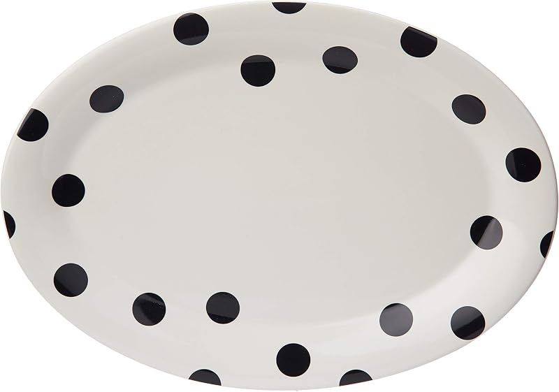 Kate Spade New York Deco Dot Fuente ovalada para servir de 14.0 in, 2.95 libras, color blanco