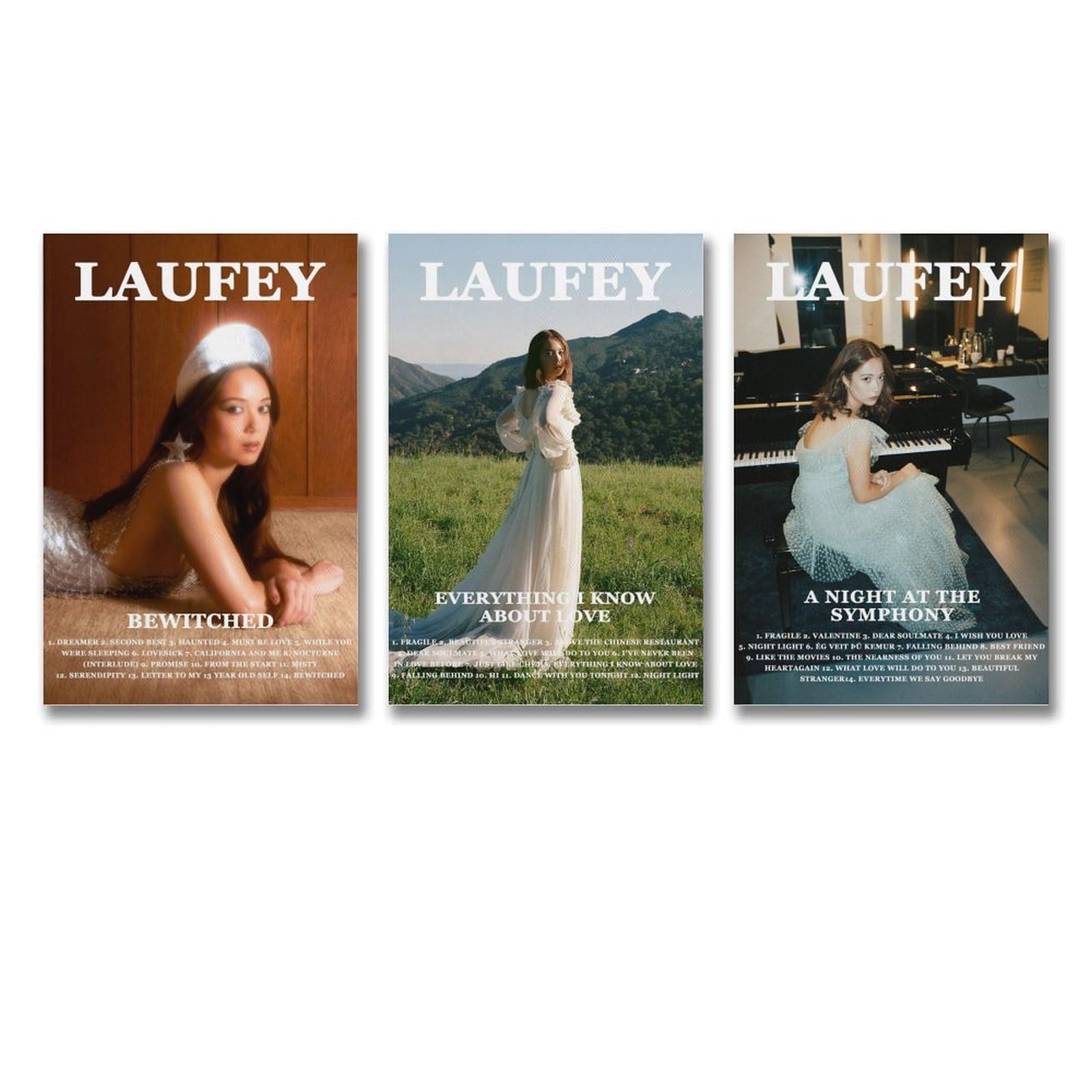 Laufey Poster Music Album Vintage Poster A Set of 3 Canvas Posters Room Aesthetic Festival Family Bedroom Decor Wall Art Home12x18inch(30x45cm)-3pcs Style-3