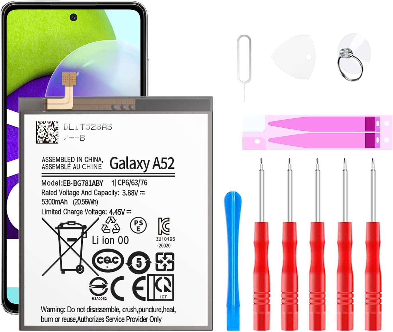 Amazon.com: Qoutmcuy Galaxy A52 Battery,EB-BG781ABY Replacement Battery ...