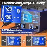 Preciva 992D Soldering Iron Kit, 690W Hot Air Gun & 60W Soldering Station, PID Temperature Control, Large LCD Display, Auto-Sleep Mode， for SMD, QFP, BGA Repair - 5