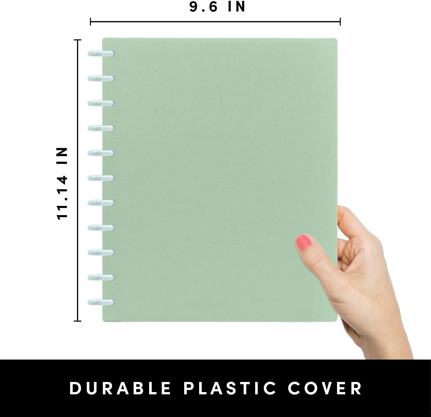 PAPERAGE Large Customizable Discbound Notebook, 114 Pages, All-in-One, 11-Disc Refillable Spiral Journal, 12-Month Undated Calendar, Dividers & Stickers (Sage), 11.14 in x 9.6 in