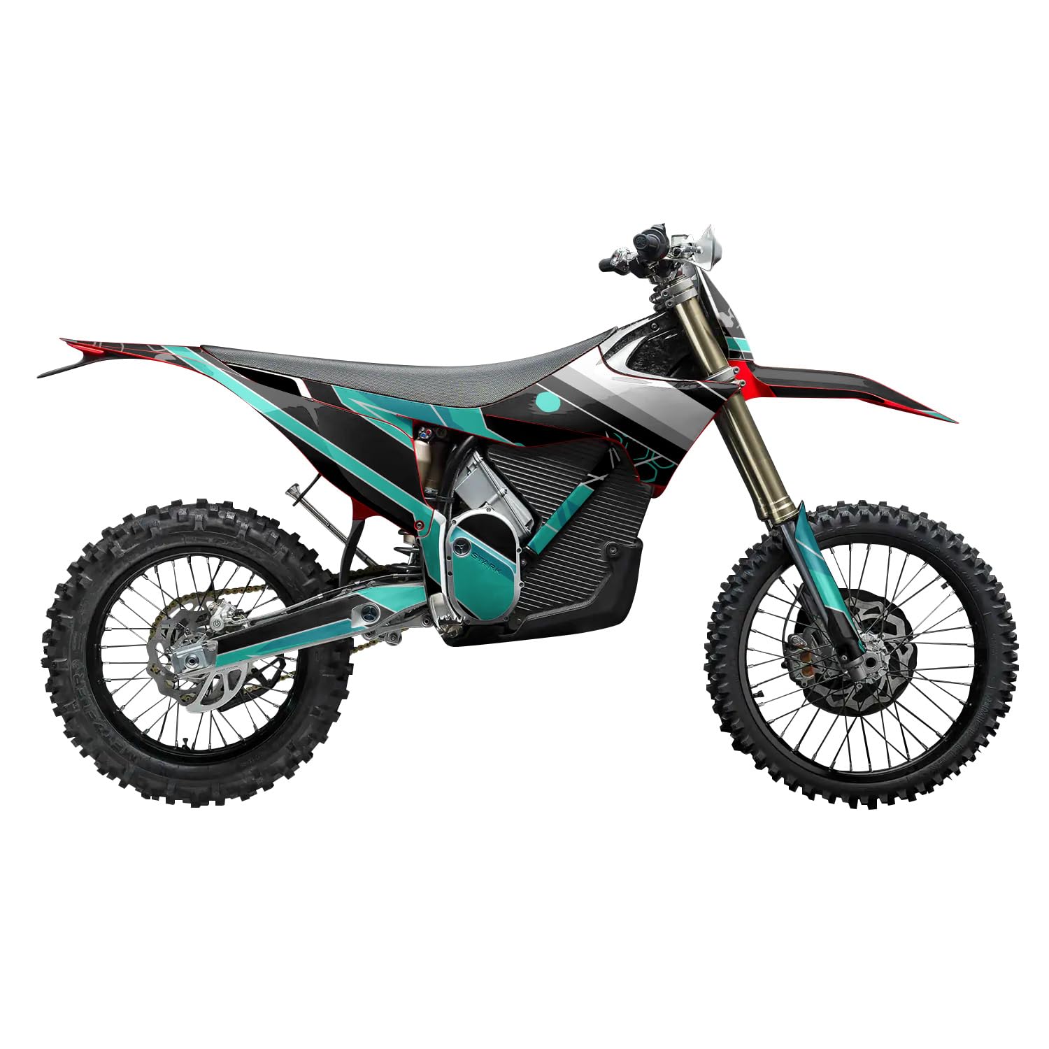 Stark Varg MX 2023-2025 Graphics Kit Wrap - Racing Chaos Cyan - Varg MX Skin - Premium 3M Vinyl Protective Wrap Decal Cover - Easy to Apply | Crafted in The USA by MightySkins