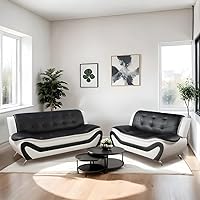 Vista 7 de Sofás de cuero para sala de estar, juego de sofá seccional, juego de 2 piezas de muebles para sala de estar, juego de sofá y sofá biplaza