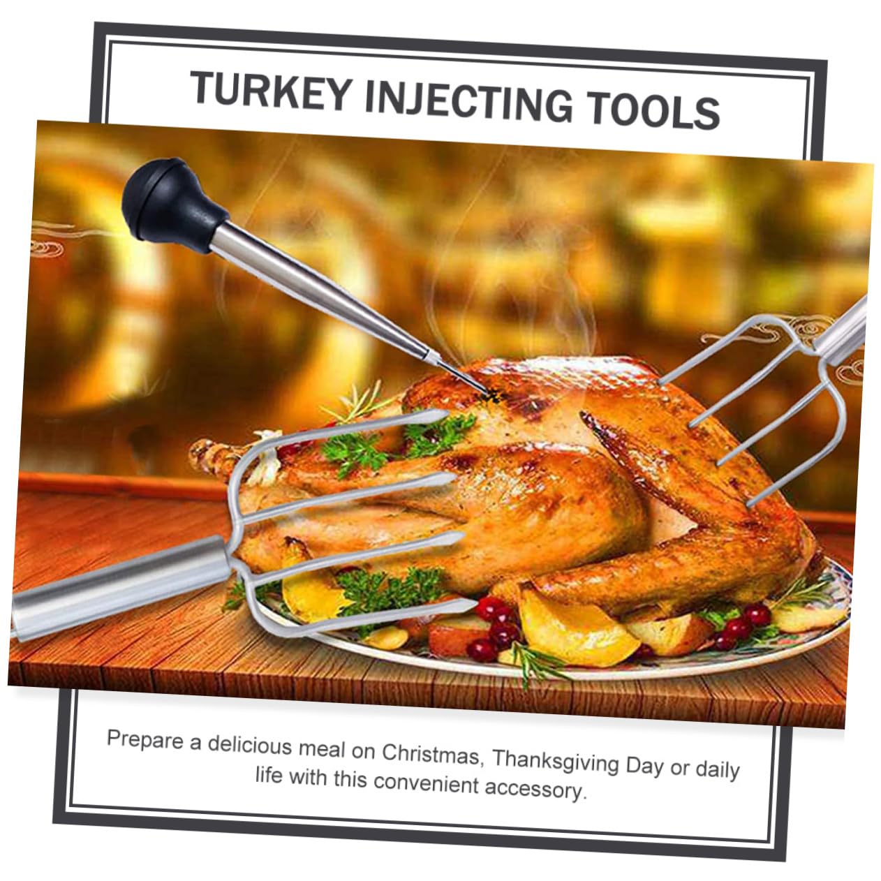 STOBAZA 1Set Meat Injector Kit Marinade Injector for Turkey and Grilled Meat Essential Kitchen Supplies for Flavorful Cooking and Barbecue