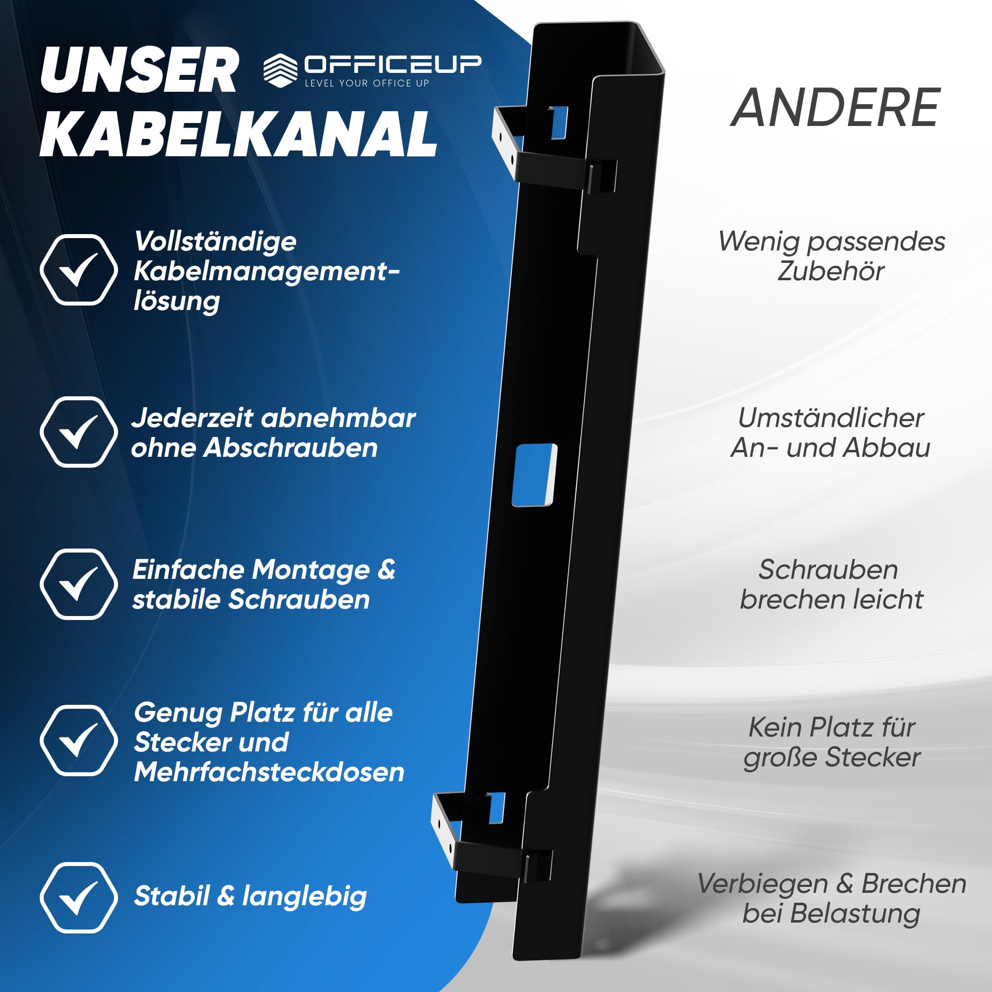 Canal de cable XXL para escritorio, 90 cm, gestión de cables, gestión de cables, soporte para cables [extraíble], bandeja para cables, disponible ahora