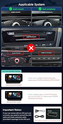 Miniatura 3 de XTRONS Pantalla táctil IPS de 12.3 pulgadas para Audi Q5 ConciertoSymphony Radio System, Android 12 Car Stereo Radio GPS Navegación GPS - Qualcomm