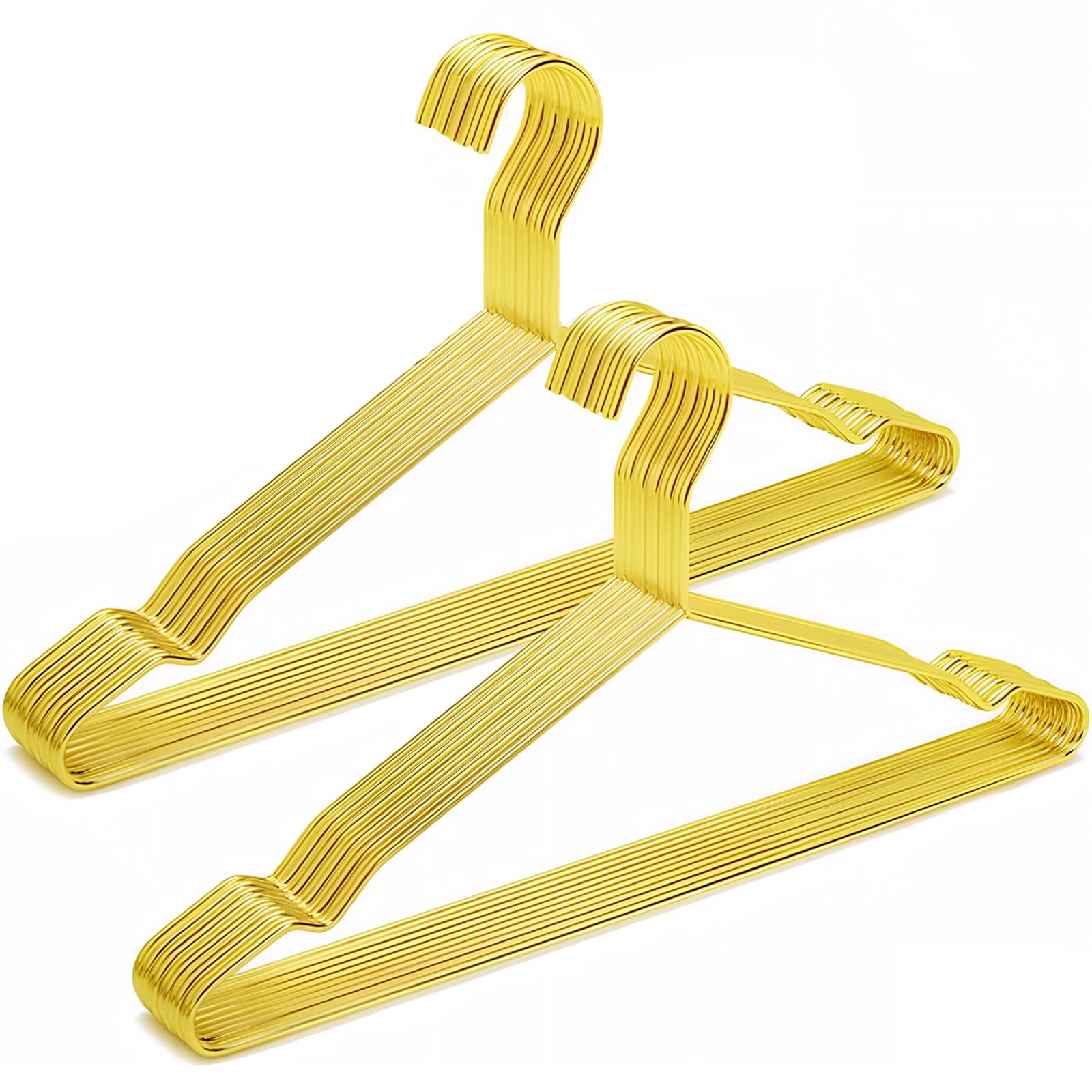 20 Pack Gold Hangers for Clothes 43cm Heavy Duty Gold Metal Wire Clothes Hangers Standard Suit Hangers