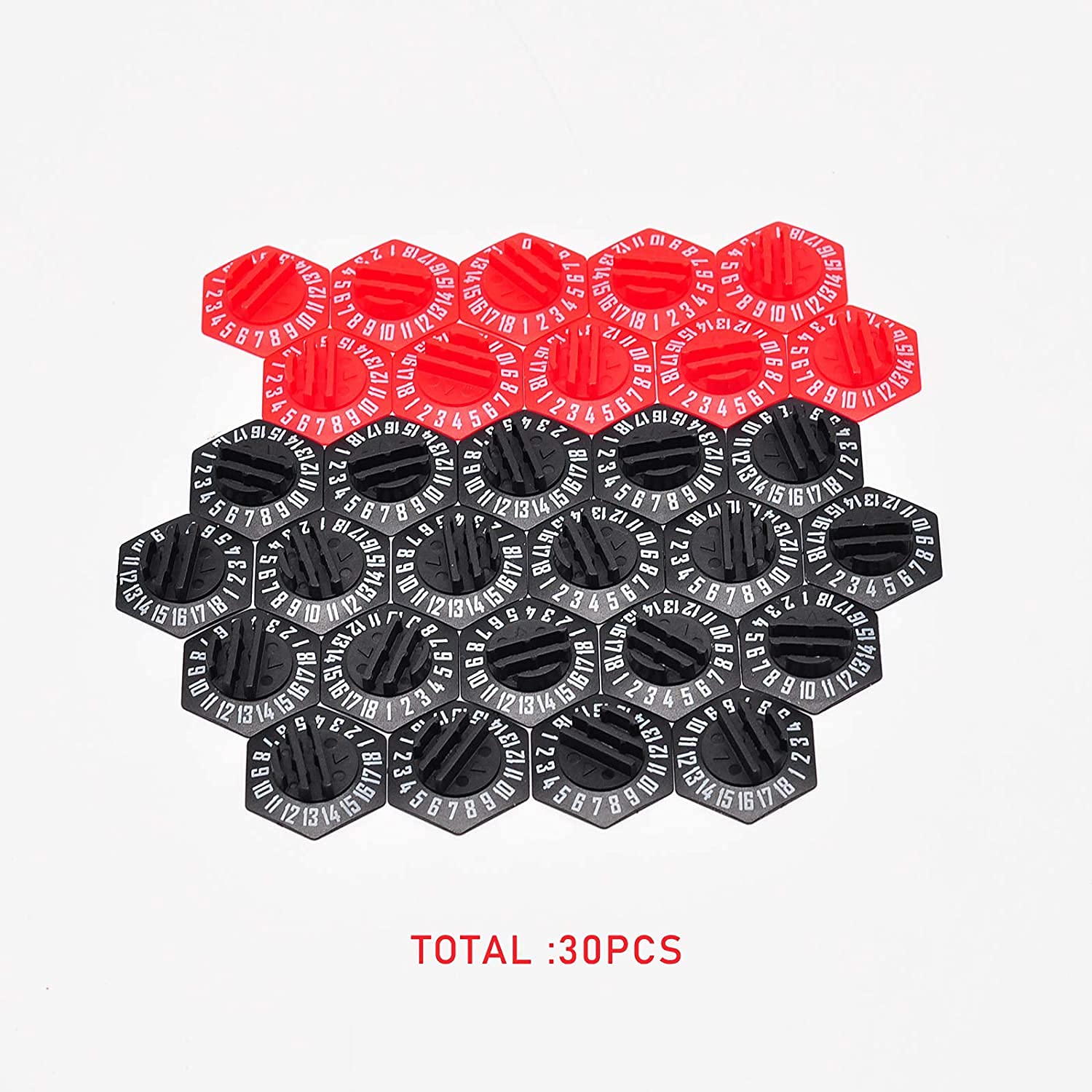 27 Supports Hexagonaux Gloomhaven – Tracker HP Et Statuts, 18 Noirs + 9 Rouges, Pour Monstres, Jeu De Société