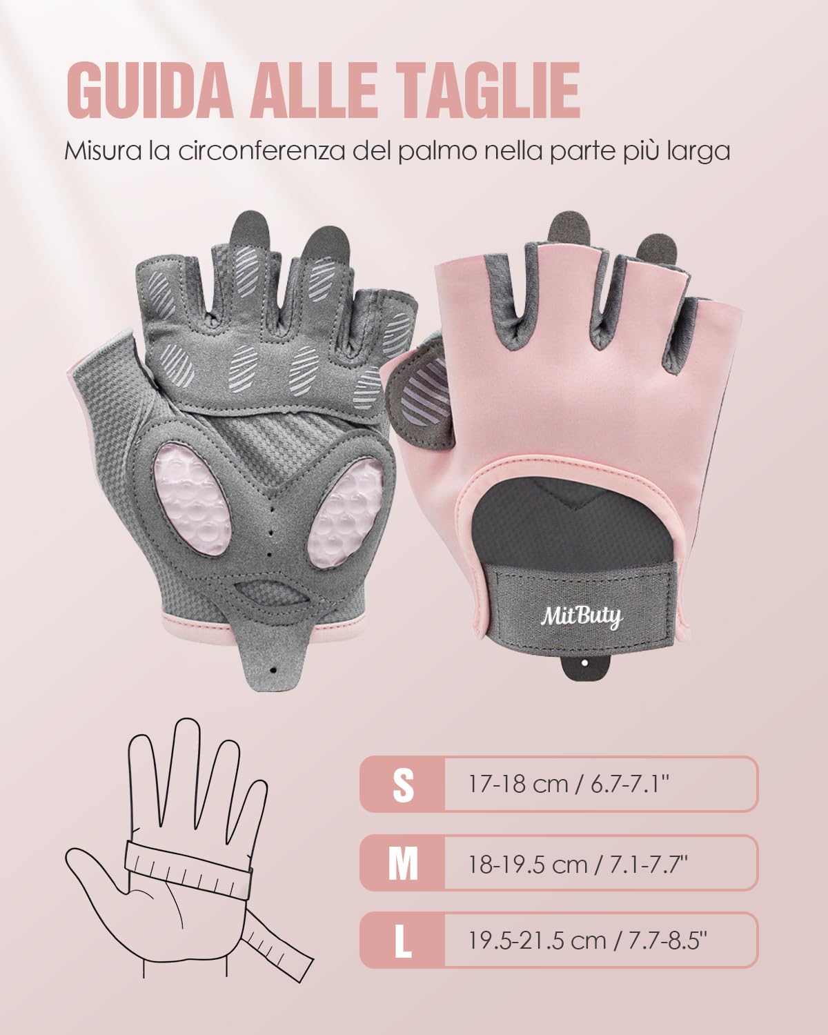 Guanti Palestra Senza Dita per Sollevamento Pesi, CrossFit, Fitness, Palmo Antiscivolo in Silicone