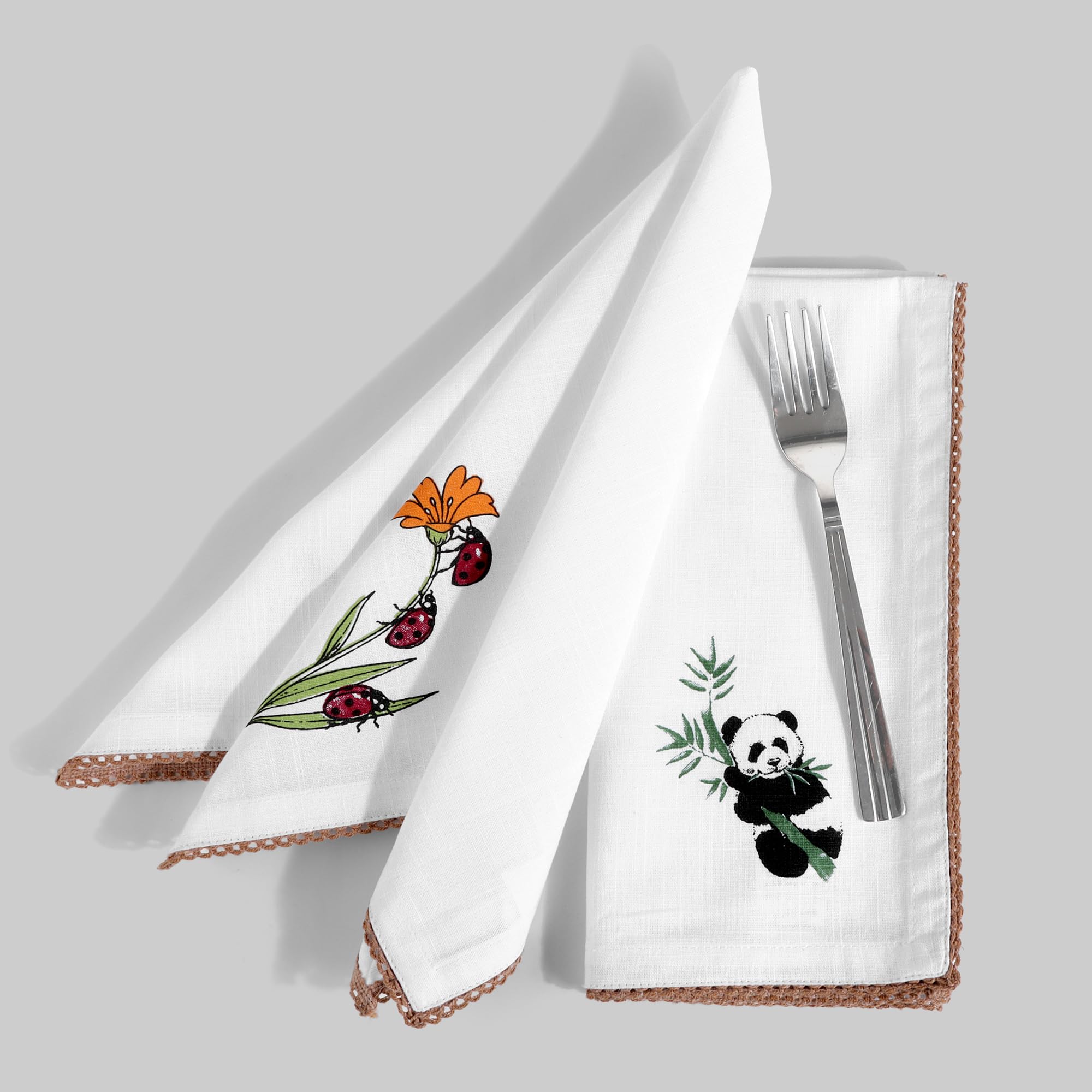 FINGERCRAFT Lot de 12 serviettes de table en tissu, en lin mélangé de coton, pour dîner, coins mitrés, parfaites pour les fêtes, dîners, mariages, cocktails, Noël, Pâques, 20 x 20 cm