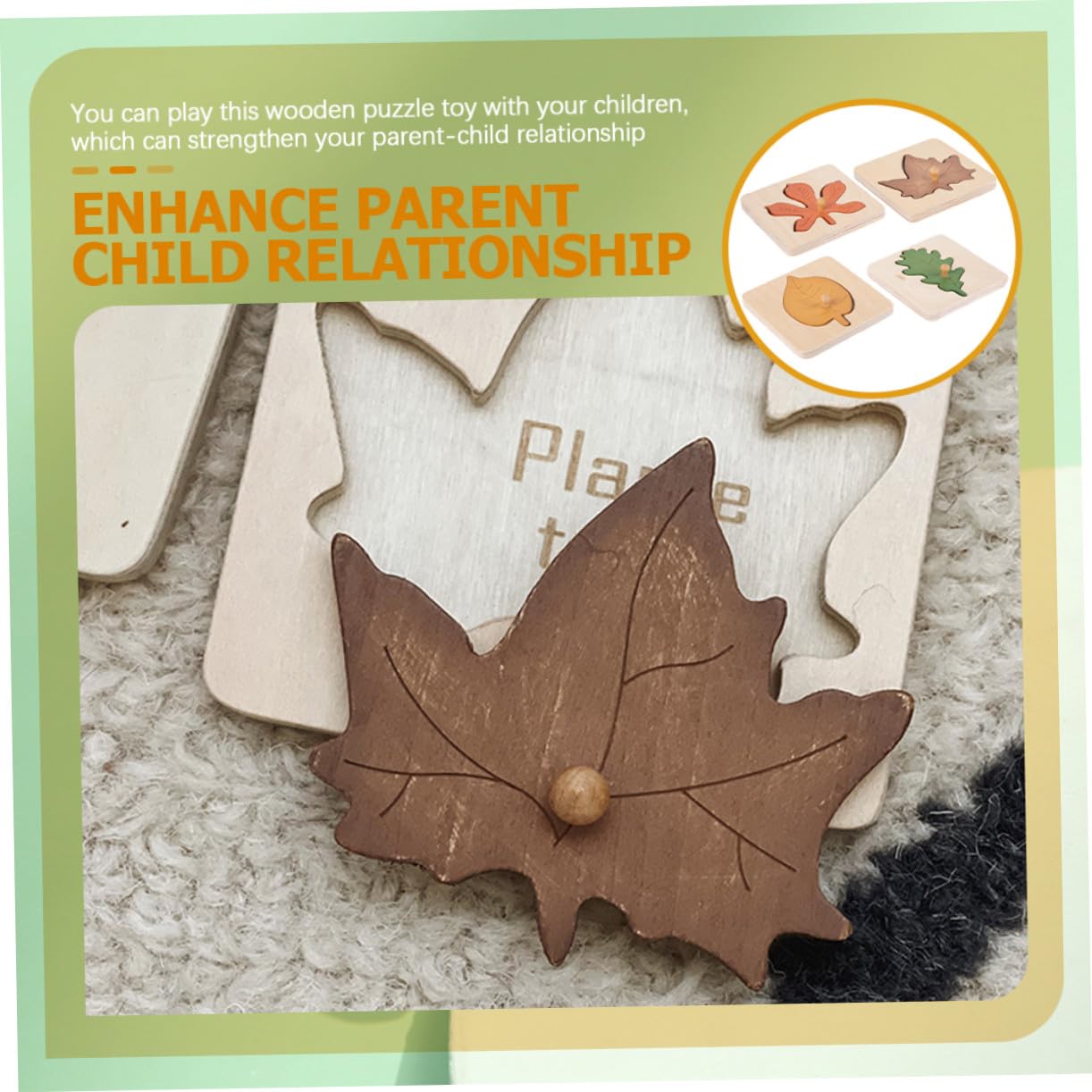 Beaupretty Puzzle Montessori Feuille en Bois 4 Pièces Jouet D’Apprentissage Précoce Et Éducatif pour Enfants Puzzle D’Encastrement Coordination Main-Oeil Jeu Cognitif 3.74 X 3.74 X 0.39 Pouces