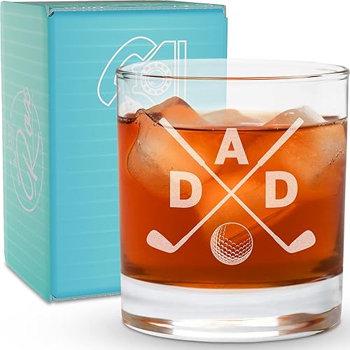 Regalos de whisky para papá, vaso de whisky grabado "Dad X Golf" de 11 onzas, regalo del día del padre, regalos de cumpleaños para papá de hija,