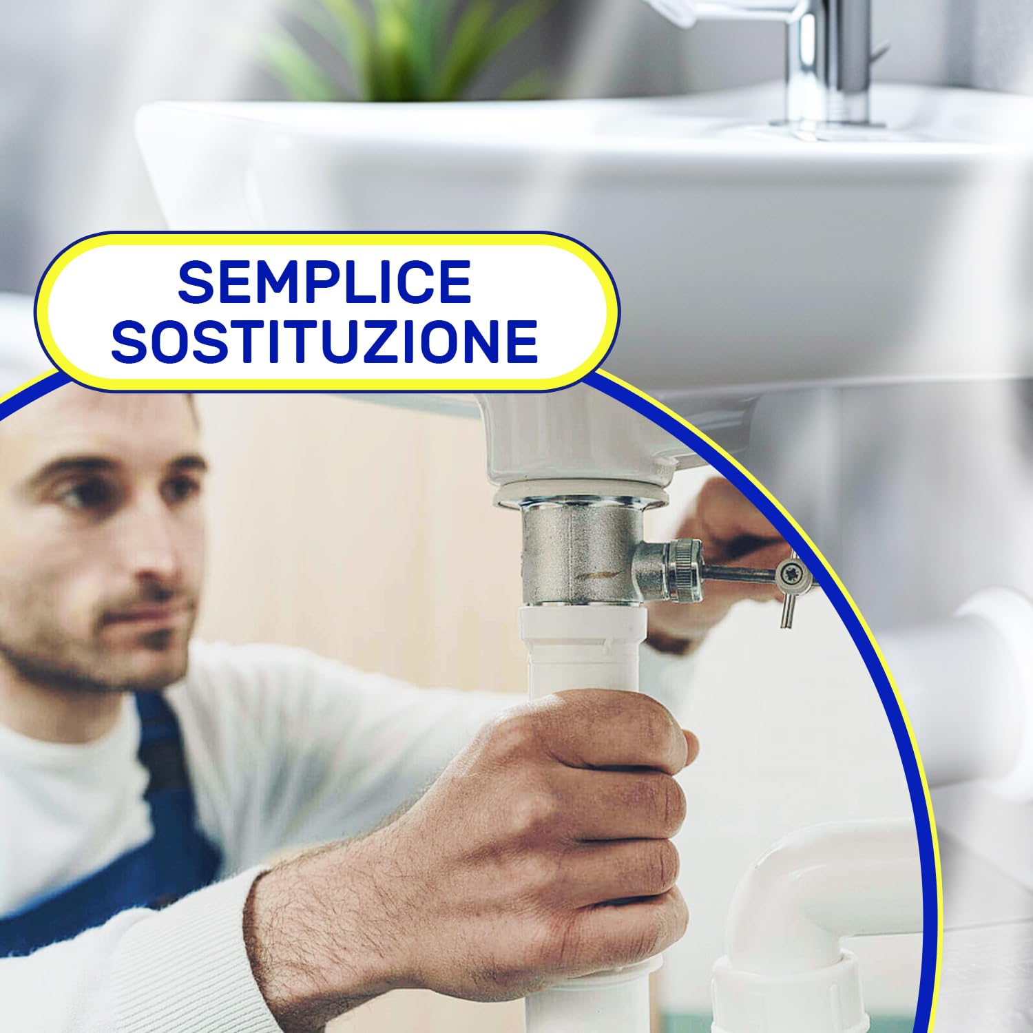 Flessibile Sifone Lavandino Cucina Lavandino Bagno e Bidet Dimensioni 1 1/2" x 40 mm Completo di Dado in Ottone e O-ring - Garanzia di 10 Anni - MONTERAL