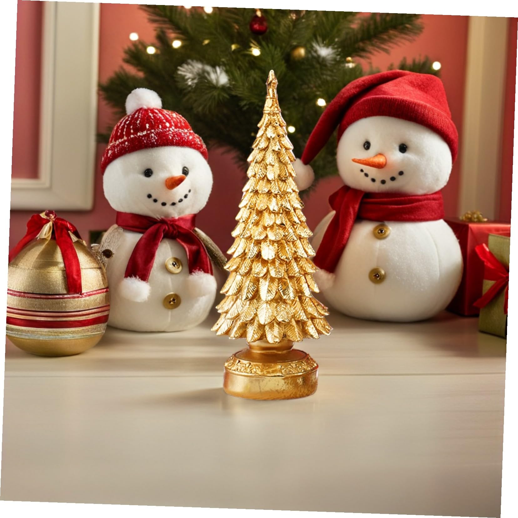 GLEAVI Adorno Dorado para Árbol De Navidad Estatuas De Resina Decoración Navideña Hogar Adornos De Mesa para Árbol De Navidad para Centro De Mesa Navideño y para Interiores