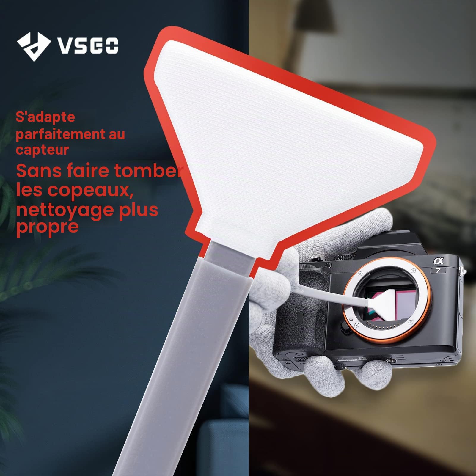 VSGO VS-S04E Kit de nettoyage de capteur d'appareil photo sans miroir pour appareils photo de format moyen, 12 tampons CMOS 34 mm et 10 ml de nettoyant inclus