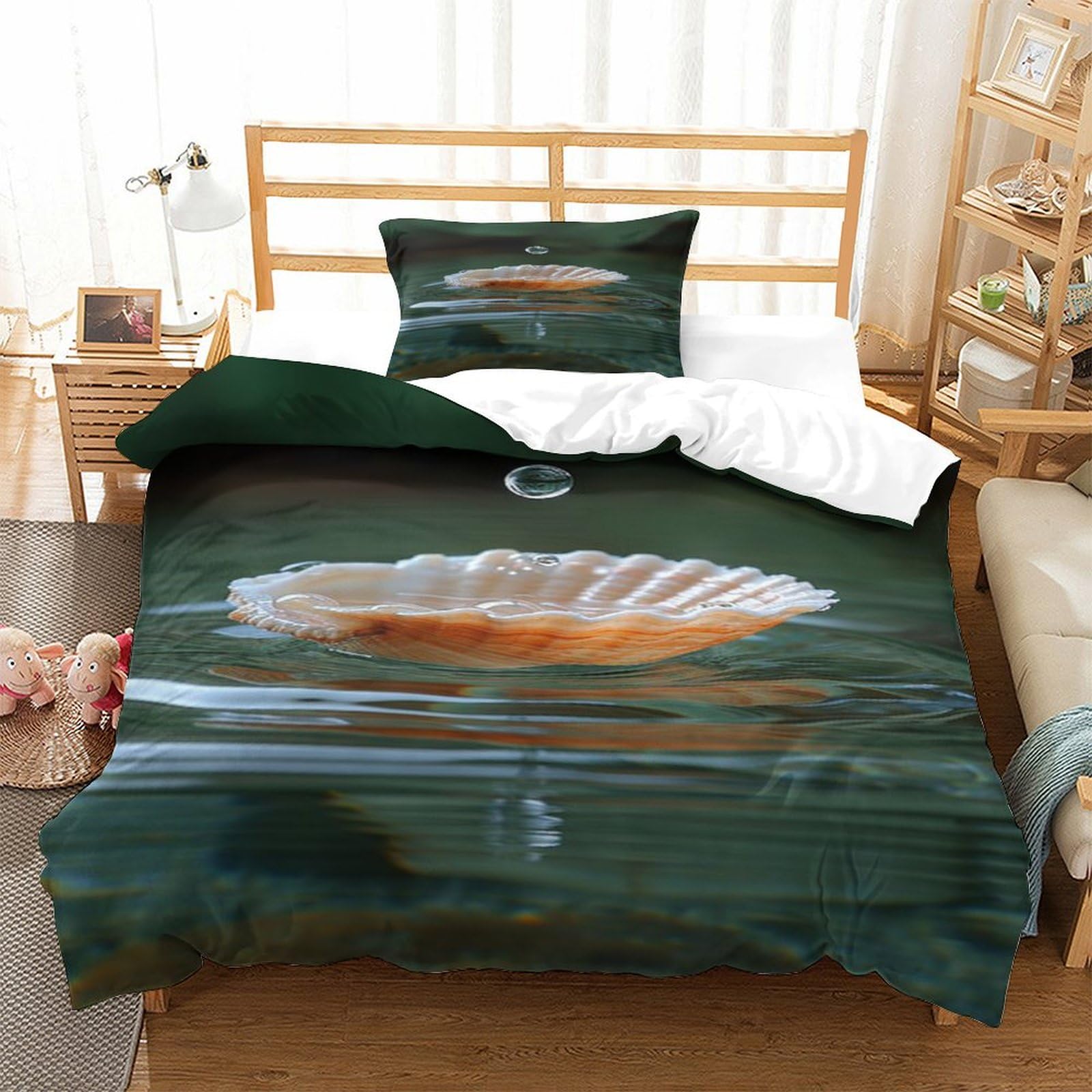 P1s9u7w5y Water Ripple-7 3D Printed Ocean Shell 3Pcs Microfiber Shell Duvet Cover Set Bedding Set Single（135X200cm）