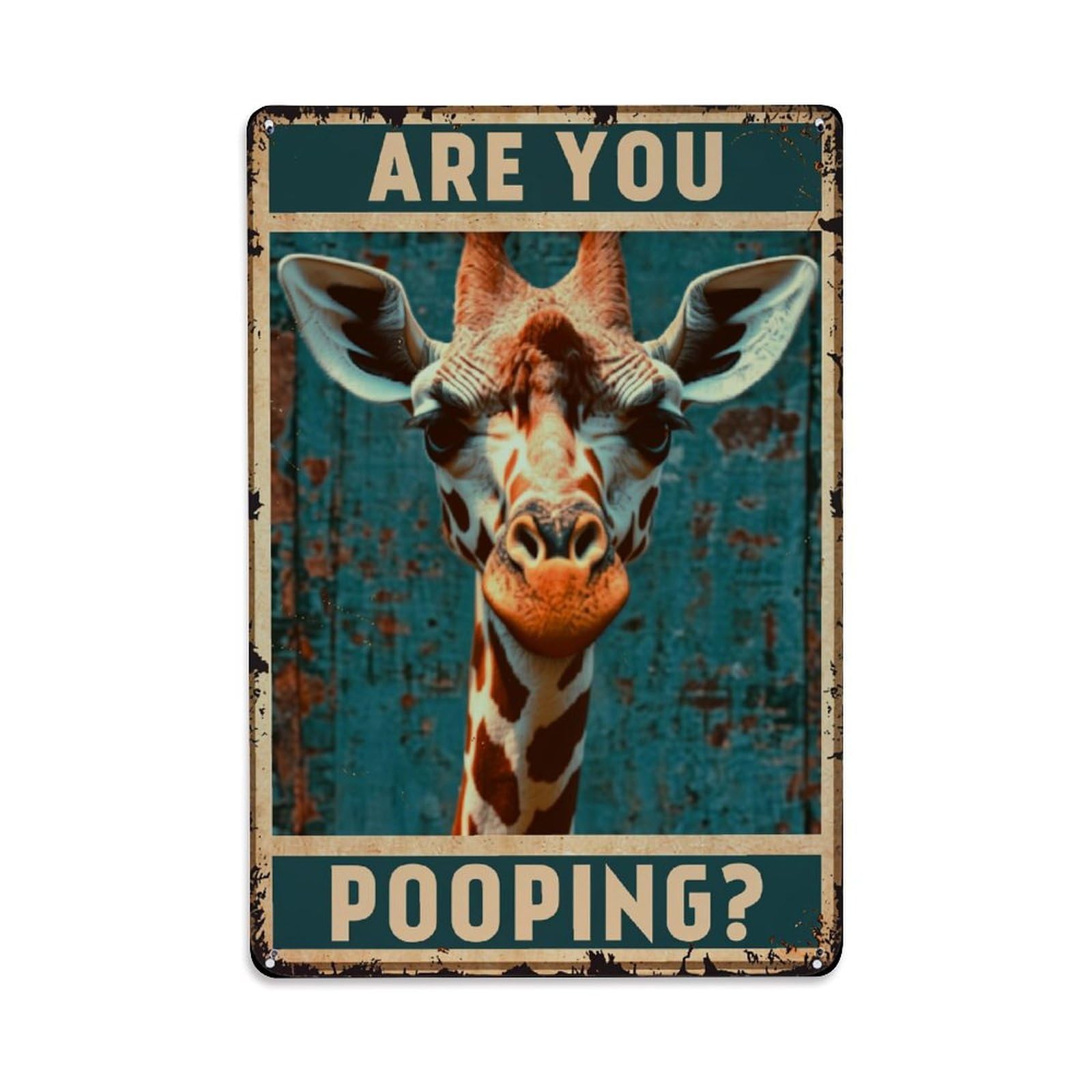 Are You Pooping Giraffe Poster Retro Metal Tin Sign, Vintage Metal Poster for home, Gaming Room, Studio Workshop,Bar,Garage Wall Art Decor 8x12 Inch