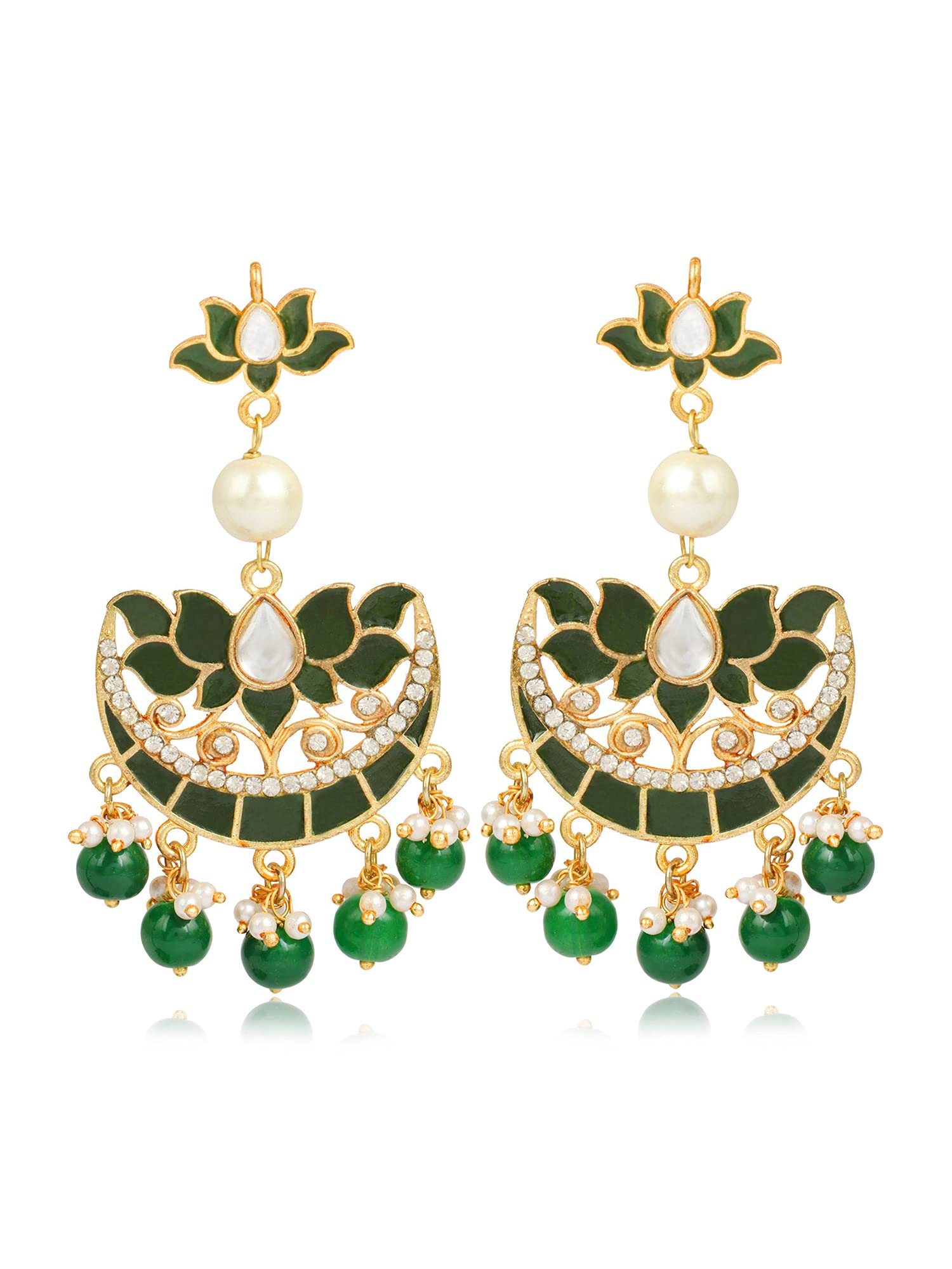 Karatcart Gold-Plated Lotus Shape Chandbali Hook Dangler Stylish Fancy Earrings For Women (B09GPPFTQB) Amazon Price History, Amazon Price Tracker