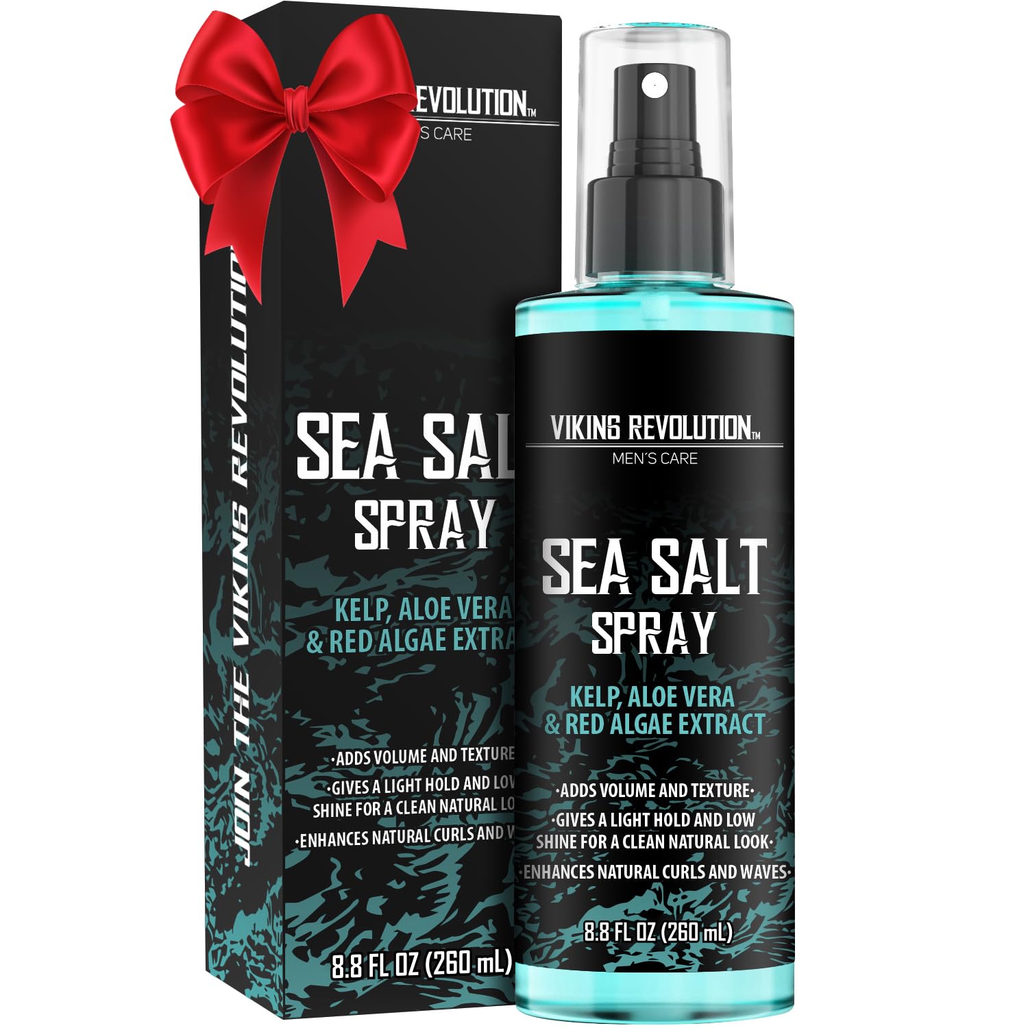 Viking RevolutionSea Salt Spray for Hair Men - Hair Spray with Kelp, Aloe Vera & Red Algae - Surf Spray to Add Volume and Texture - 260ml