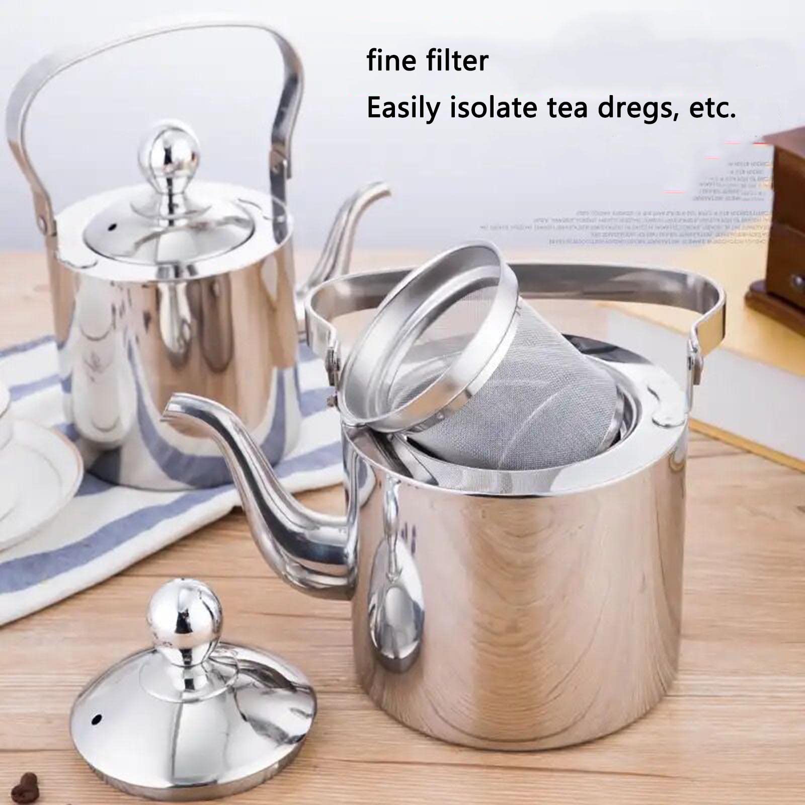 Kettle Hervidor Agua Tetera Calentador De Agua Pava Teteras para Fogón for Gas Hob Portatil Acero Inoxidable con Filtro Mango Anti-Quemaduras Orificio del Filtro