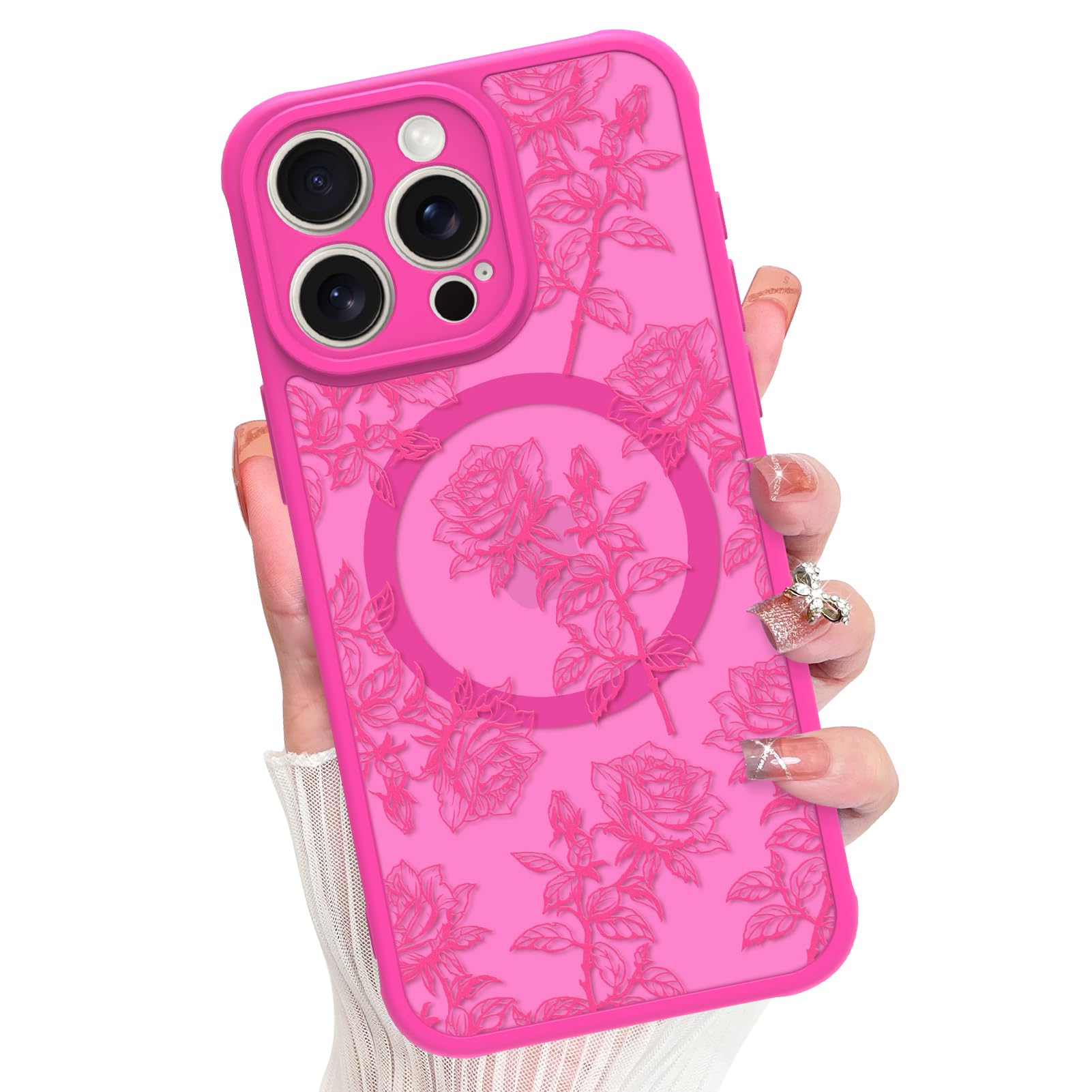 Coque iPhone 15 Pro Max antichoc mate anti-traces rose à tournesols - 7