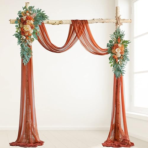 Miniatura 8 de ponatia Kit de flores artificiales para arco de boda (paquete de 3) con tela brillante de 26 pies, flores de arco para ceremonia de boda y telón de