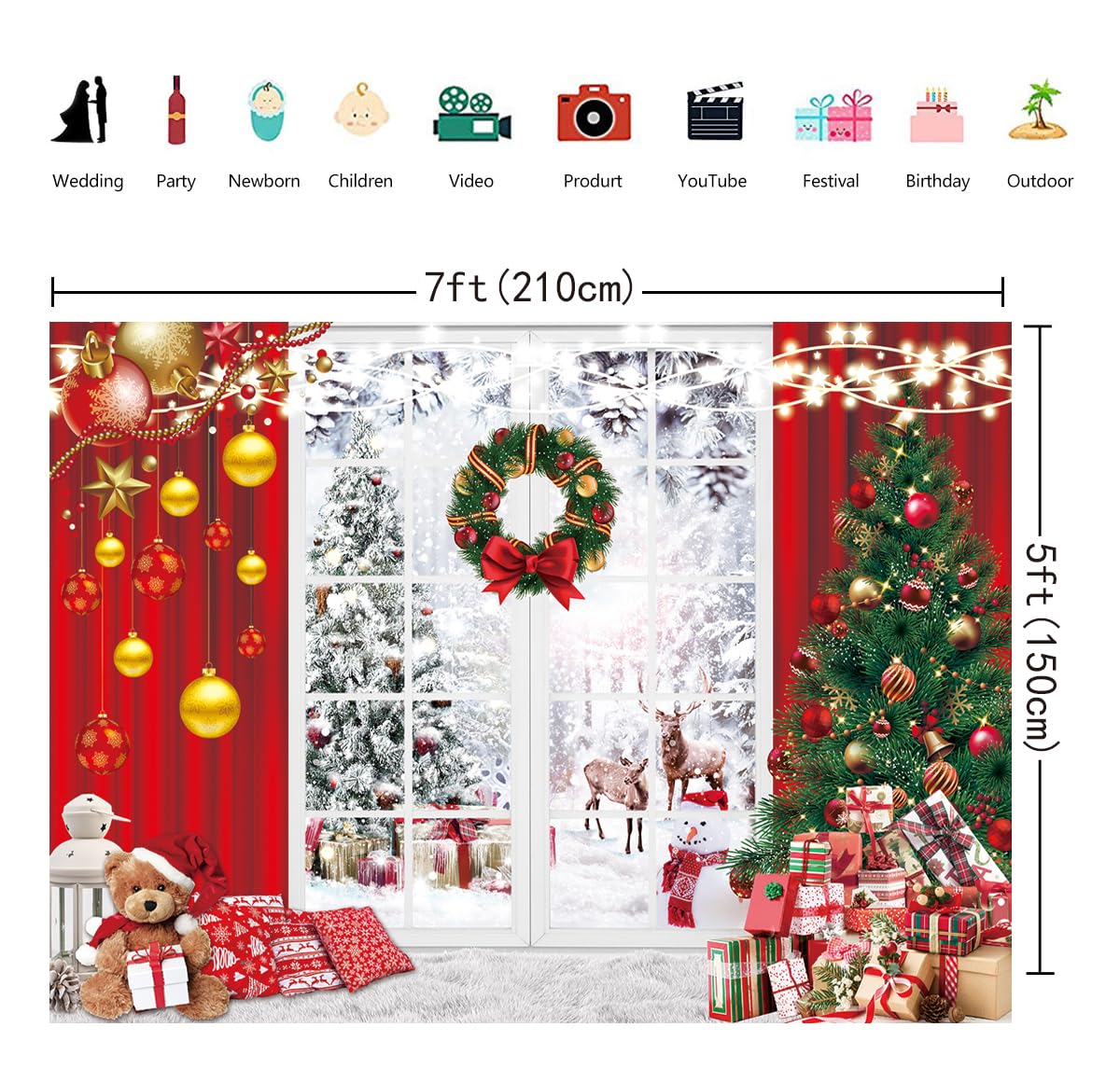 Toile De Fond Numérique De Noël Avec Fenêtre Enneigée : Superposition De Scènes D'hiver (téléchargement Numérique) - France